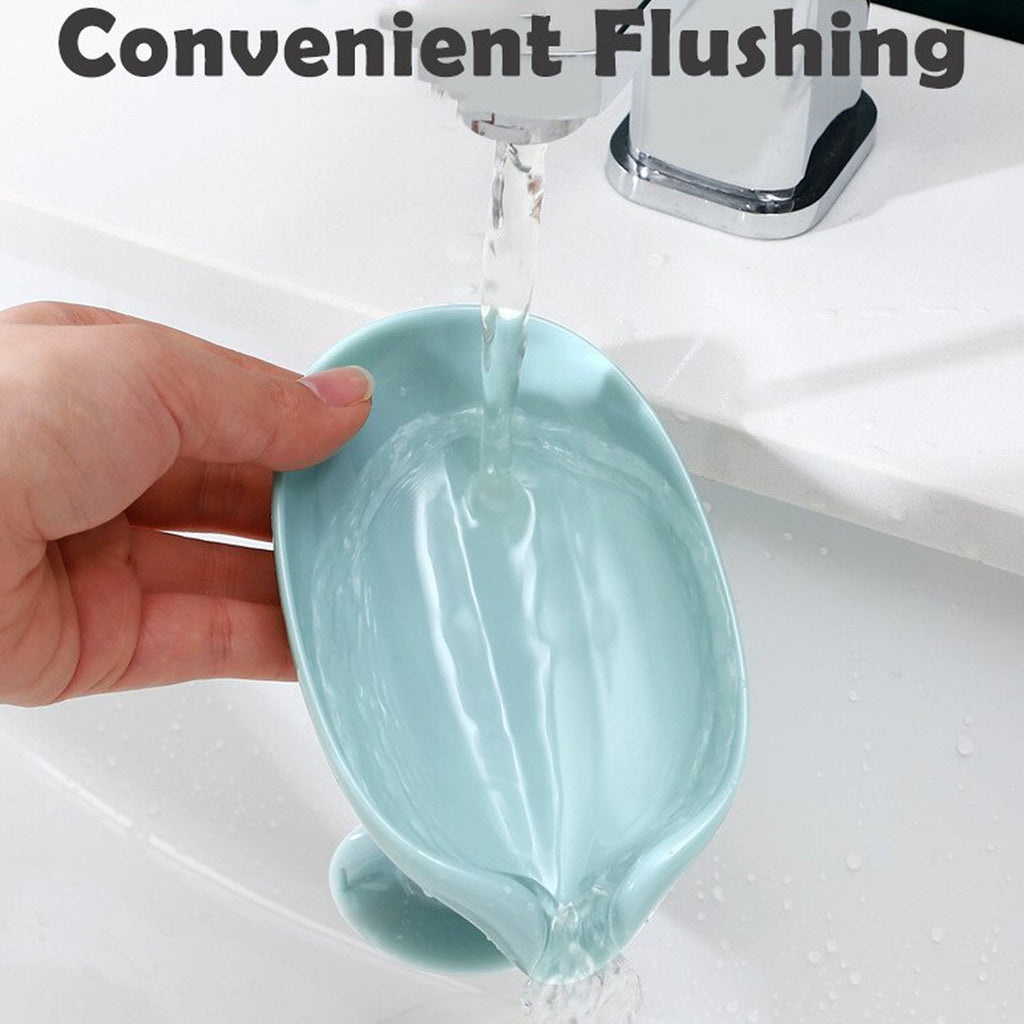 Self-Draining Soap Holder, Leaf Shape Soap Tray for Bathroom Sink or Shower