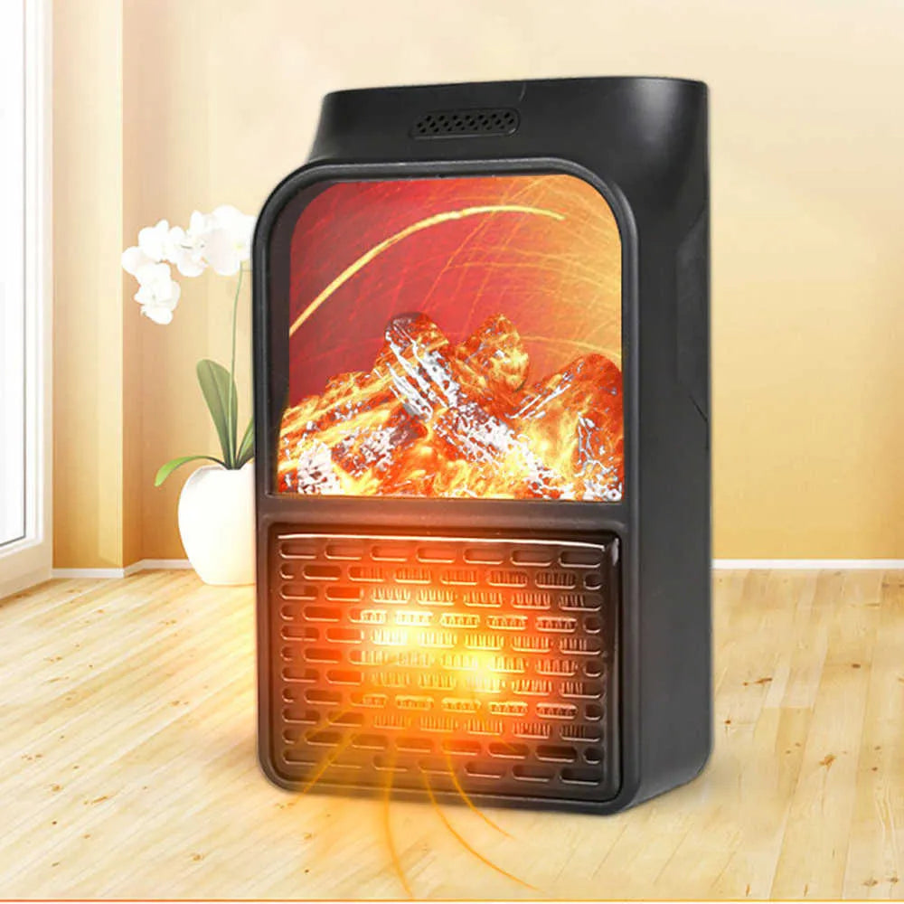 CozyFlame - Mini Electric Fireplace Heater — 1000W Portable LED Flame Lamp for Instant Winter Warmth