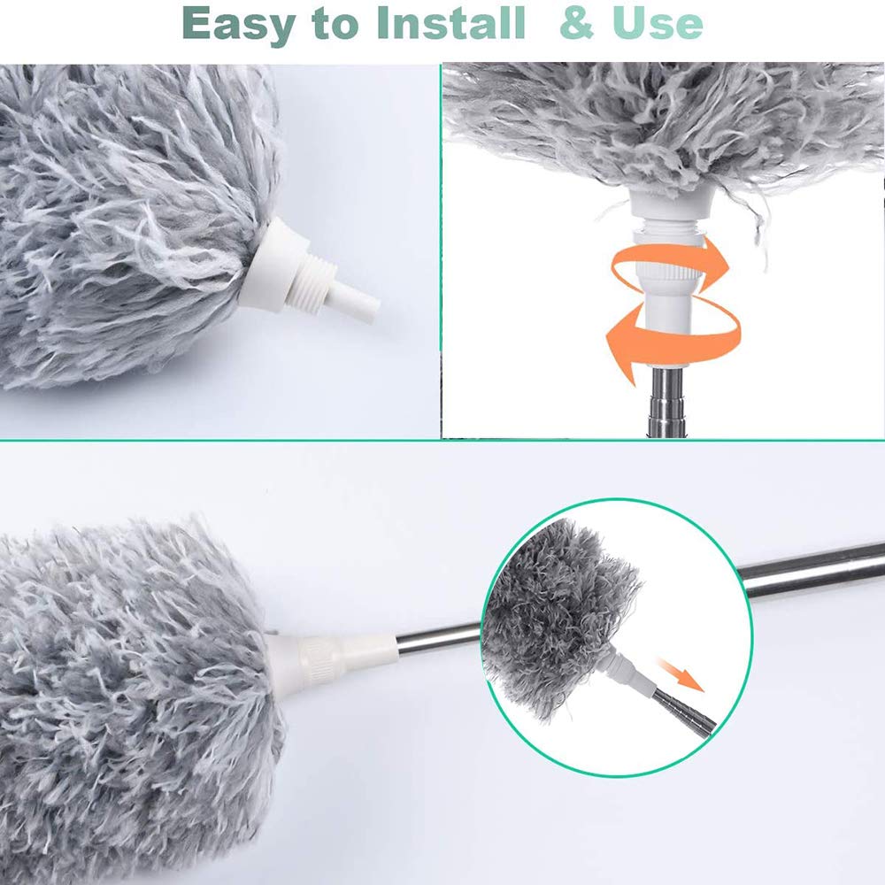 Microfiber Telescoping Duster – Extendable 100-Inch Handle for High Ceilings, Fans, Blinds & Cobwebs
