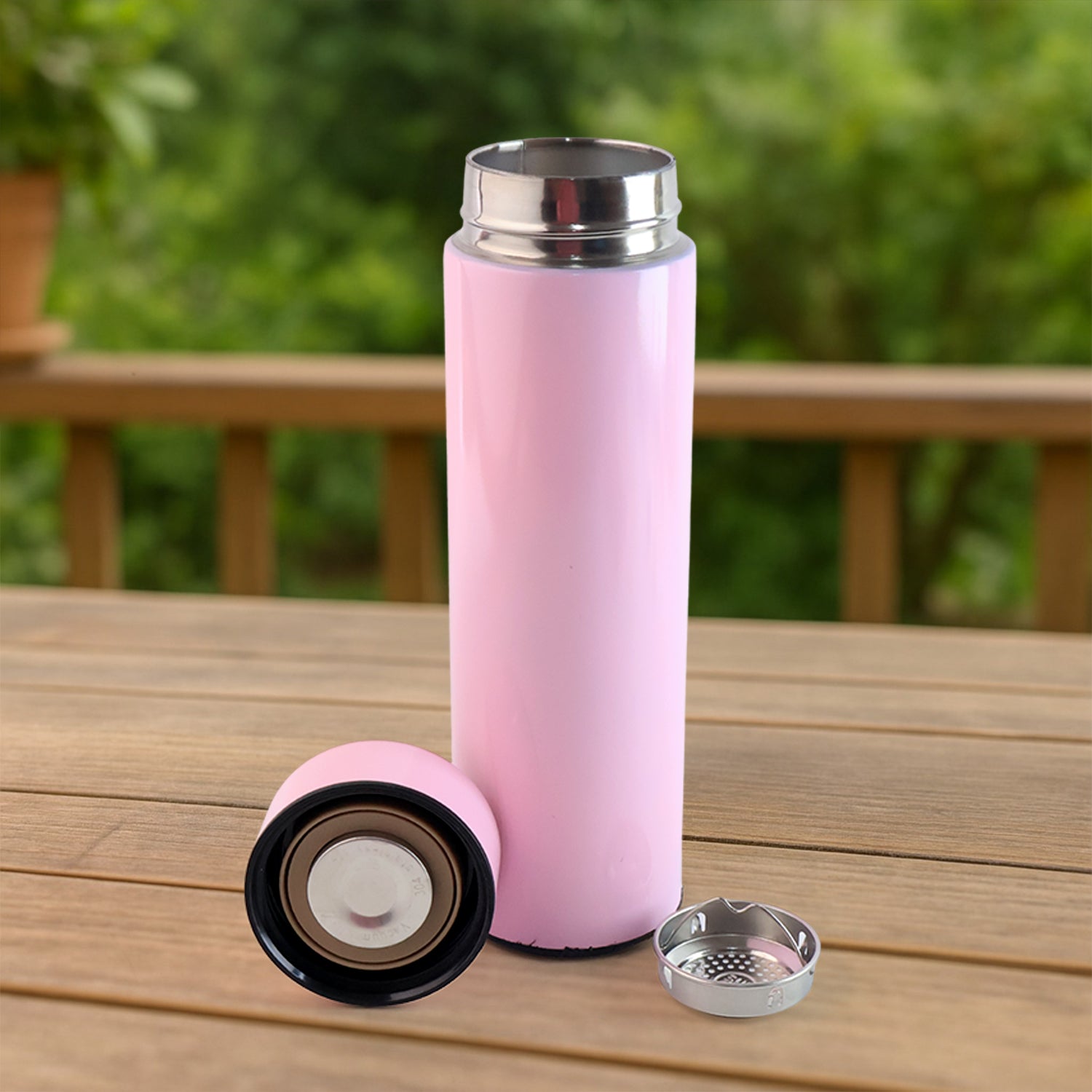 Pink Smart Flask with Temperature Display – Leak-Proof, Vacuum Insulated Water Bottle (500ml)