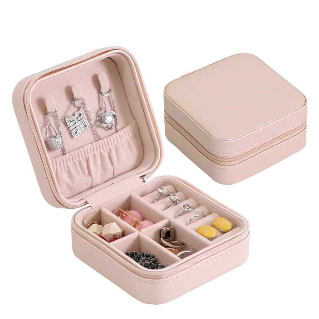 Mini PU Leather Travel Jewellery Box – Portable Jewellery Organizer for Rings, Earrings, Necklaces | Compact Storage Case for Travel & Daily Use