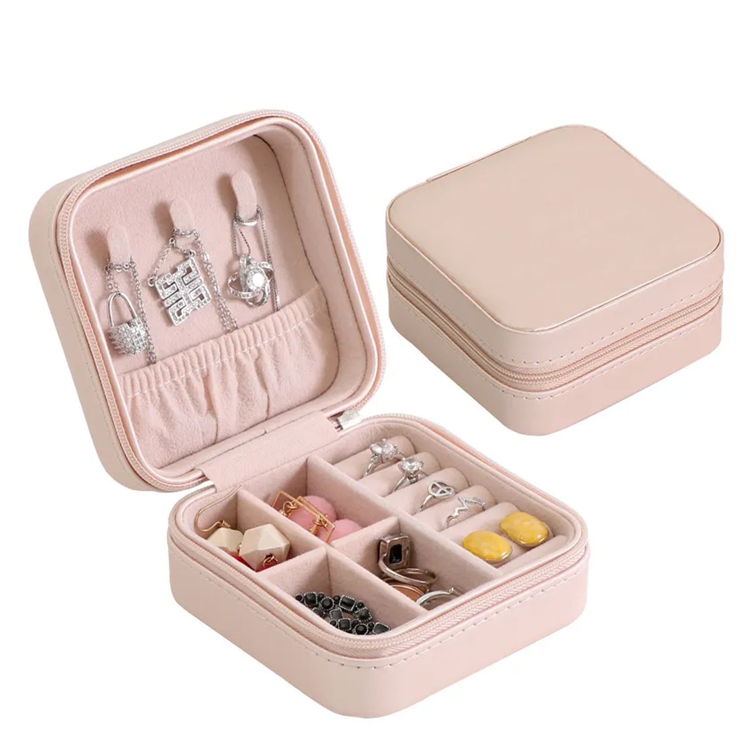 Mini PU Leather Travel Jewellery Box – Portable Jewellery Organizer for Rings, Earrings, Necklaces | Compact Storage Case for Travel & Daily Use