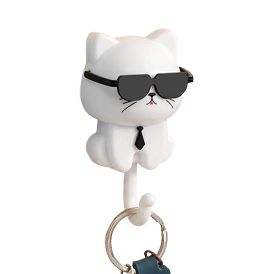 Cat Hook For Wall Cute Cat Key Hook With Sunglasses (1 Pc)