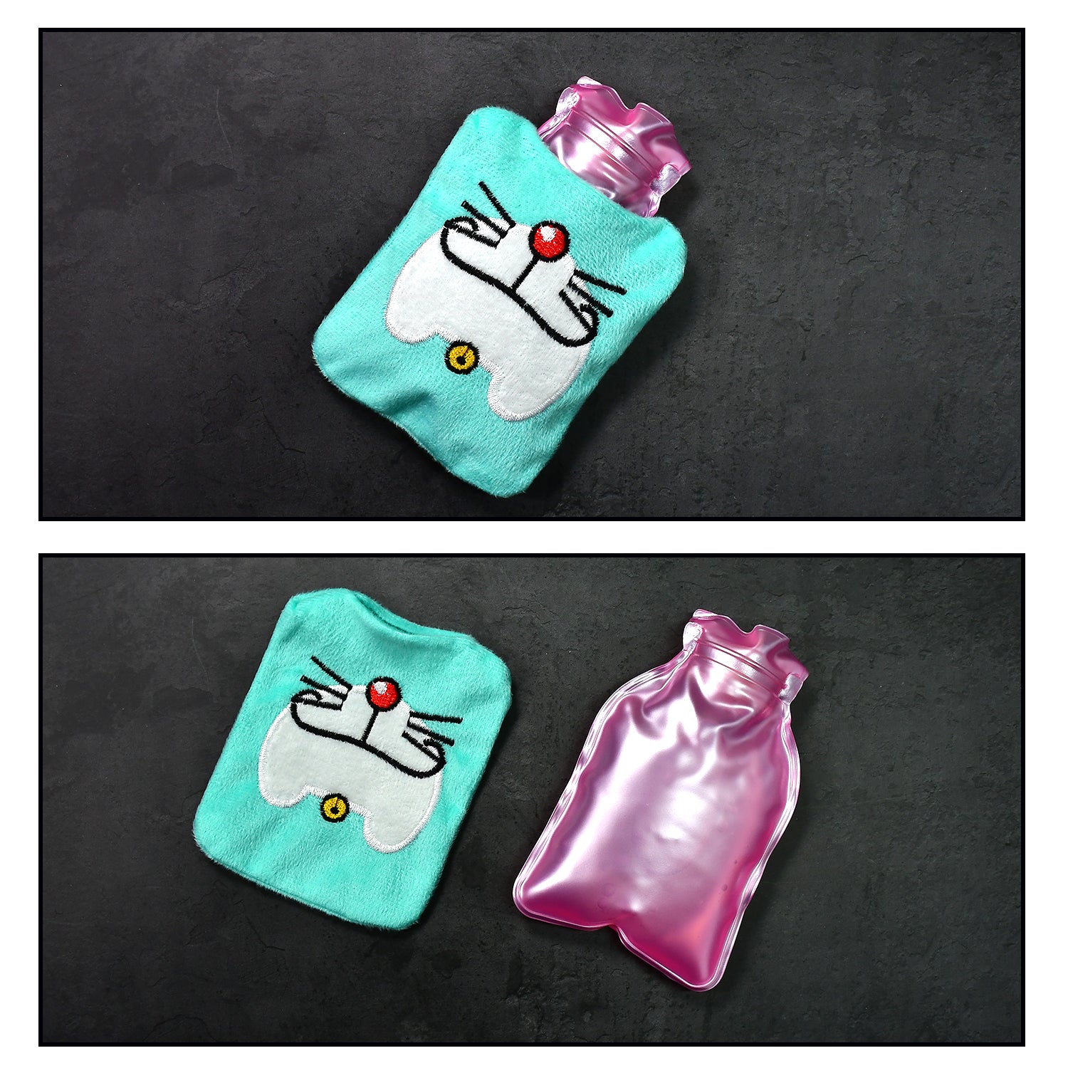 Doremon Cartoon Hot Water Bag, Small Size with Soft Cover for Pain Relief & Warmth