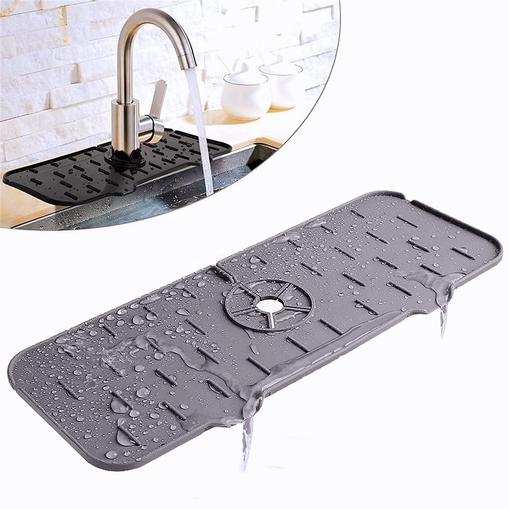 Silicone Sink Faucet Mat, Water Catcher Pad for Kitchen & Bathroom (1 Pc / 33x12 Cm)