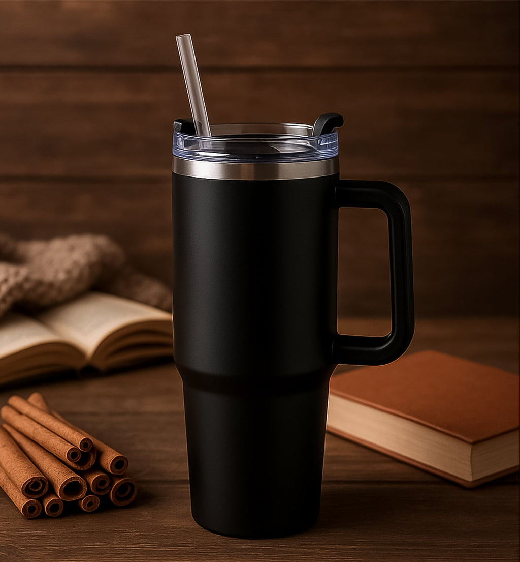 1200 ML Stainless Steel Travel Mug with Straw and Handle