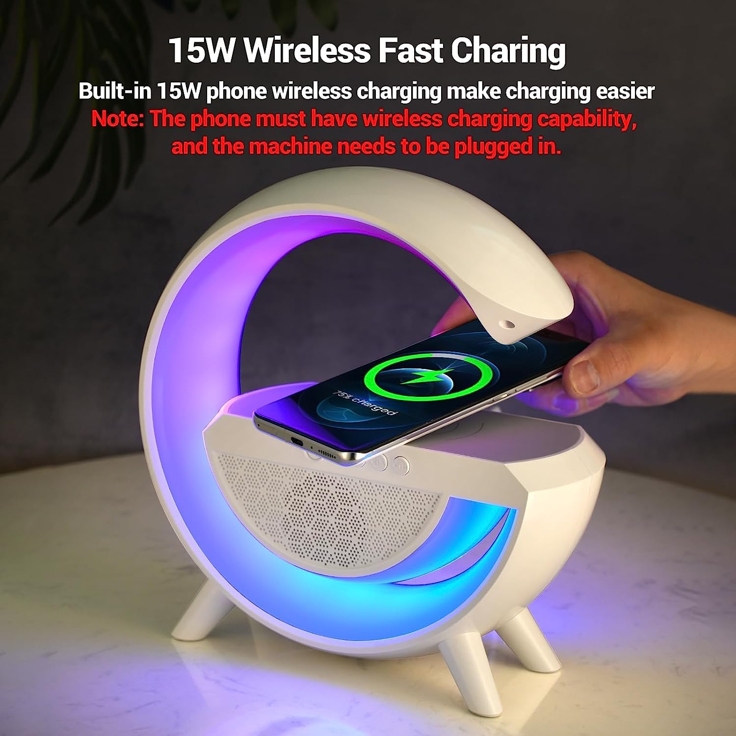 3-in-1 LED Lamp – Bluetooth Speaker & Wireless Charger