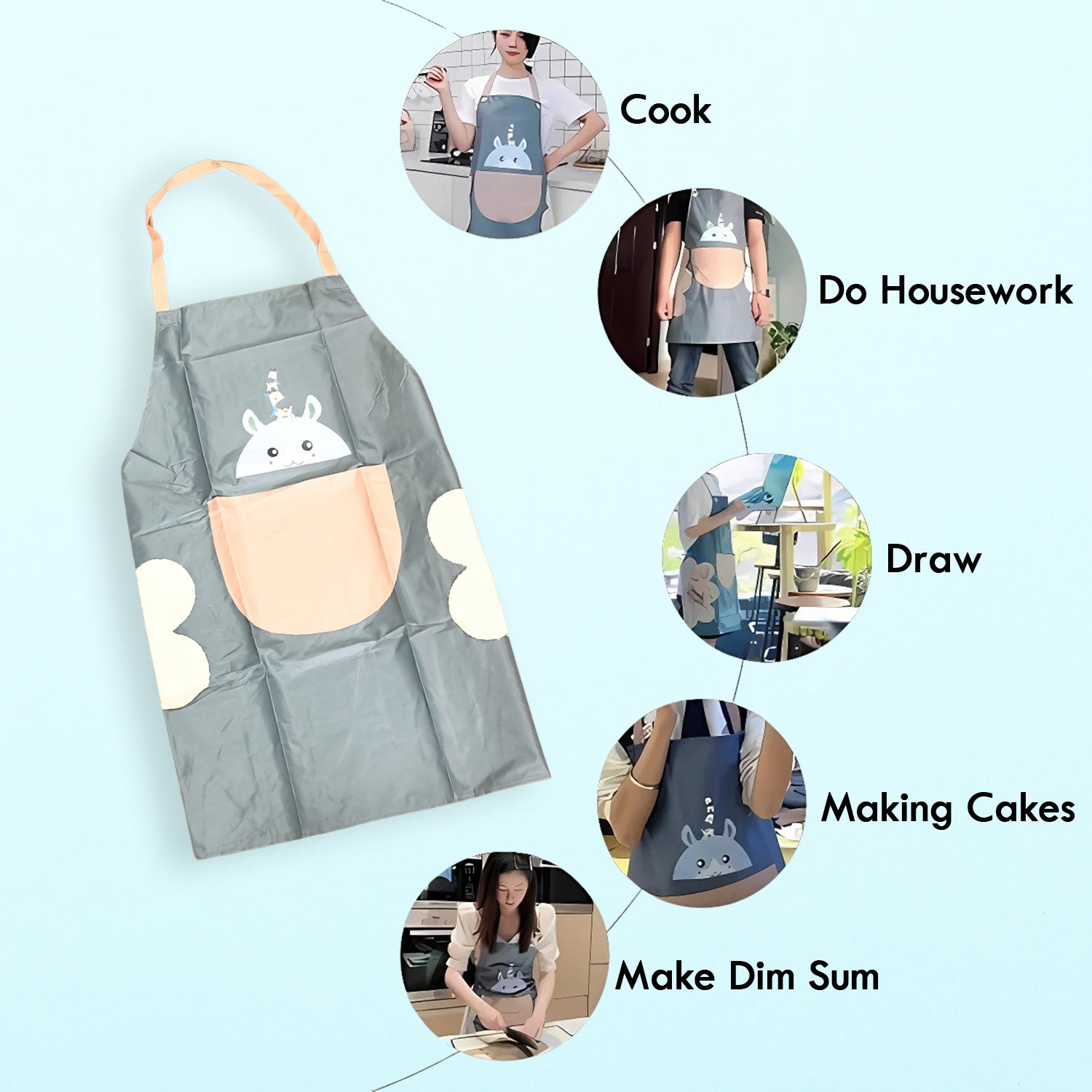 Cartoon Apron for Cooking, Cute Animal Design Kitchen Apron