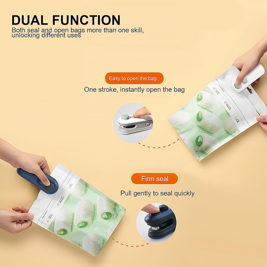 Mini Bag Sealer, 2 in 1 Heat Sealer and Cutter for Kitchen Uses