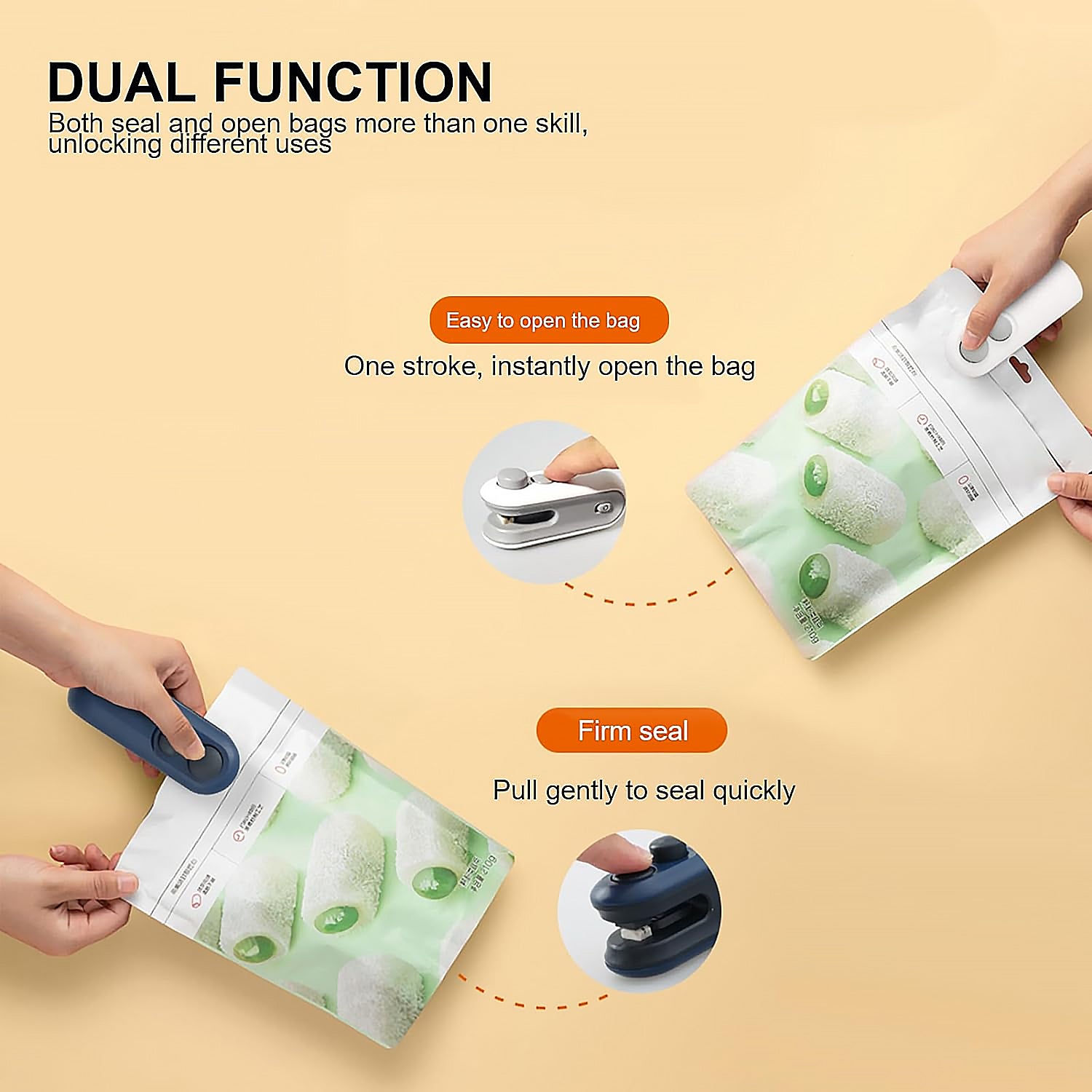 Mini Bag Sealer, 2 in 1 Heat Sealer and Cutter for Kitchen Uses