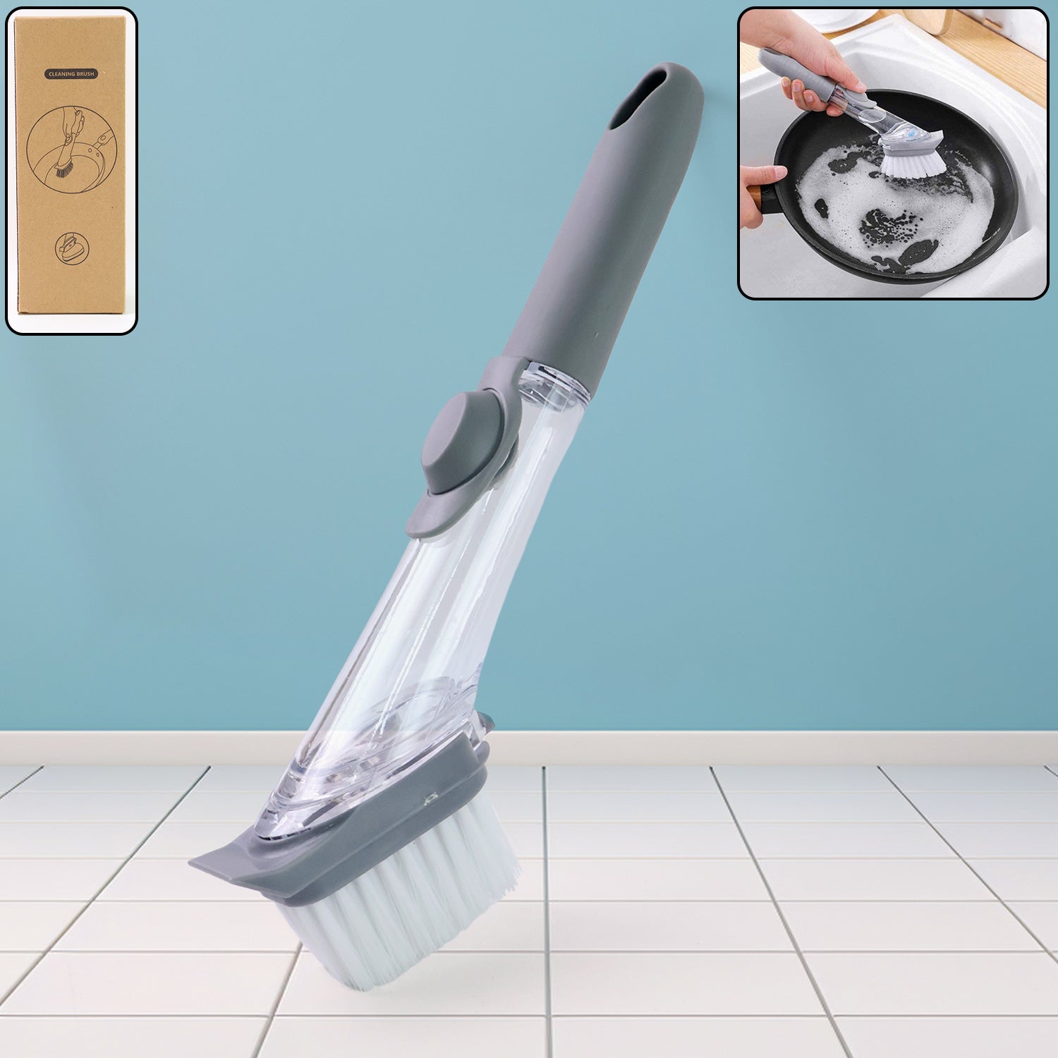 Dish Cleaning Brush with Built‑in Liquid Soap Dispenser