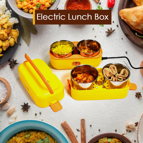 2Layer Electric Lunch Box for Office, Portable Lunch Warmer with 4 Stainless Steel Container.