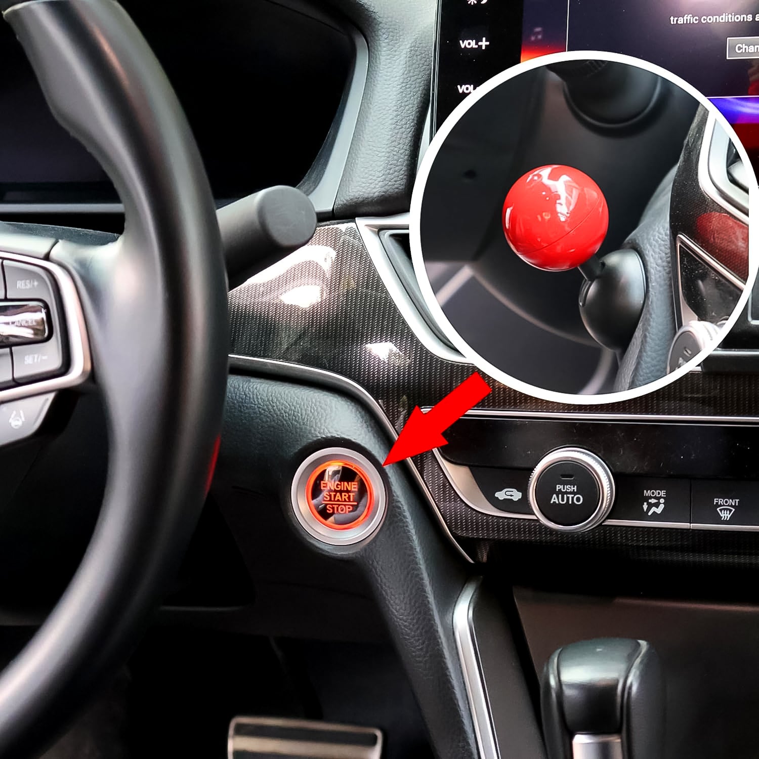 Ball Design Car Push Start Button Cover, Decorative Ignition Rocker Cap