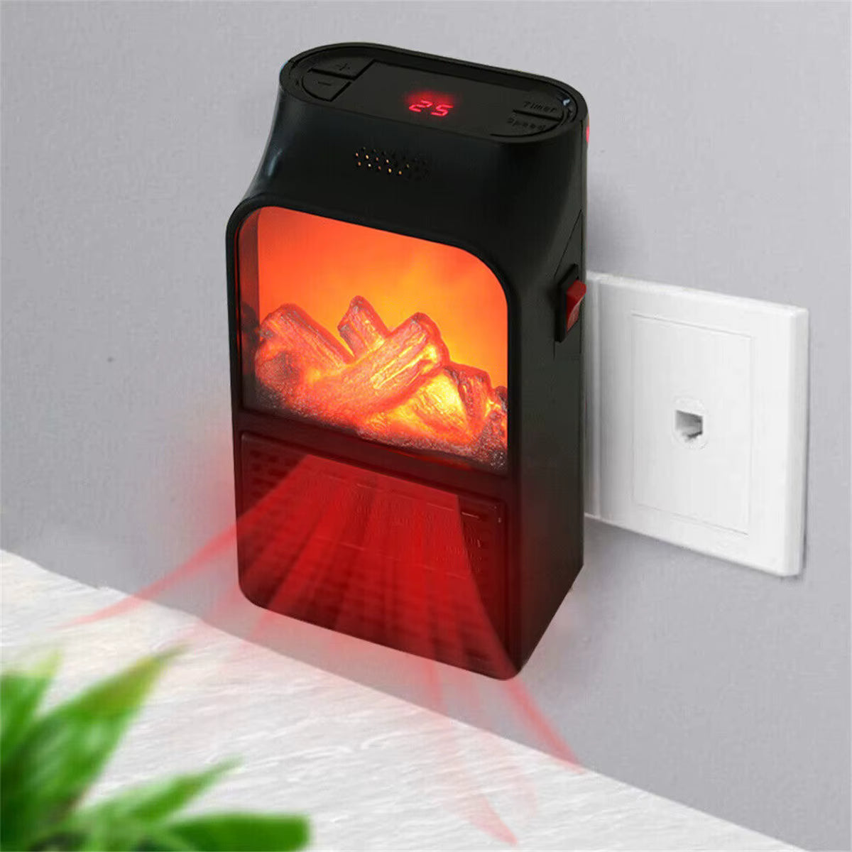 CozyFlame - Mini Electric Fireplace Heater — 900W Portable LED Flame Lamp for Instant Winter Warmth