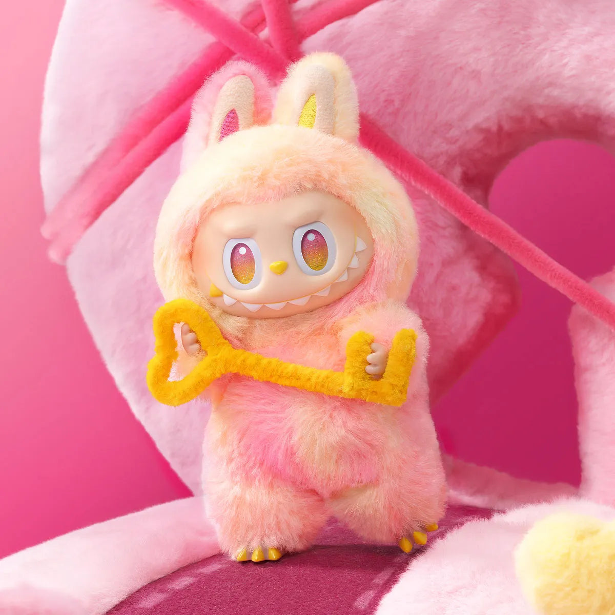 Authentic Labubu Big Into Energy Series Loyalty (Pink & Yellow) Vinyl Plush Keychain