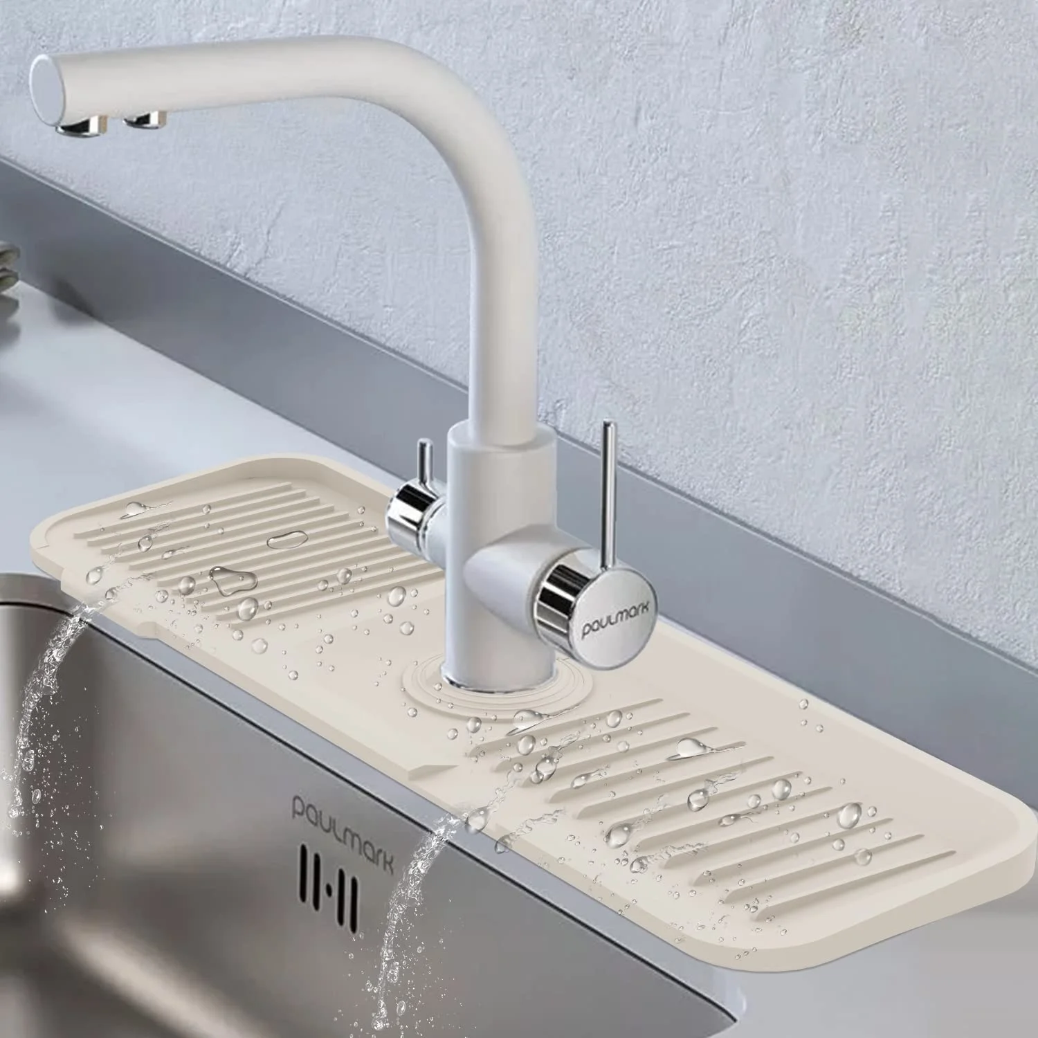 Silicone Sink Faucet Mat, Water Catcher Pad for Kitchen & Bathroom (1 Pc / 33x12 Cm)