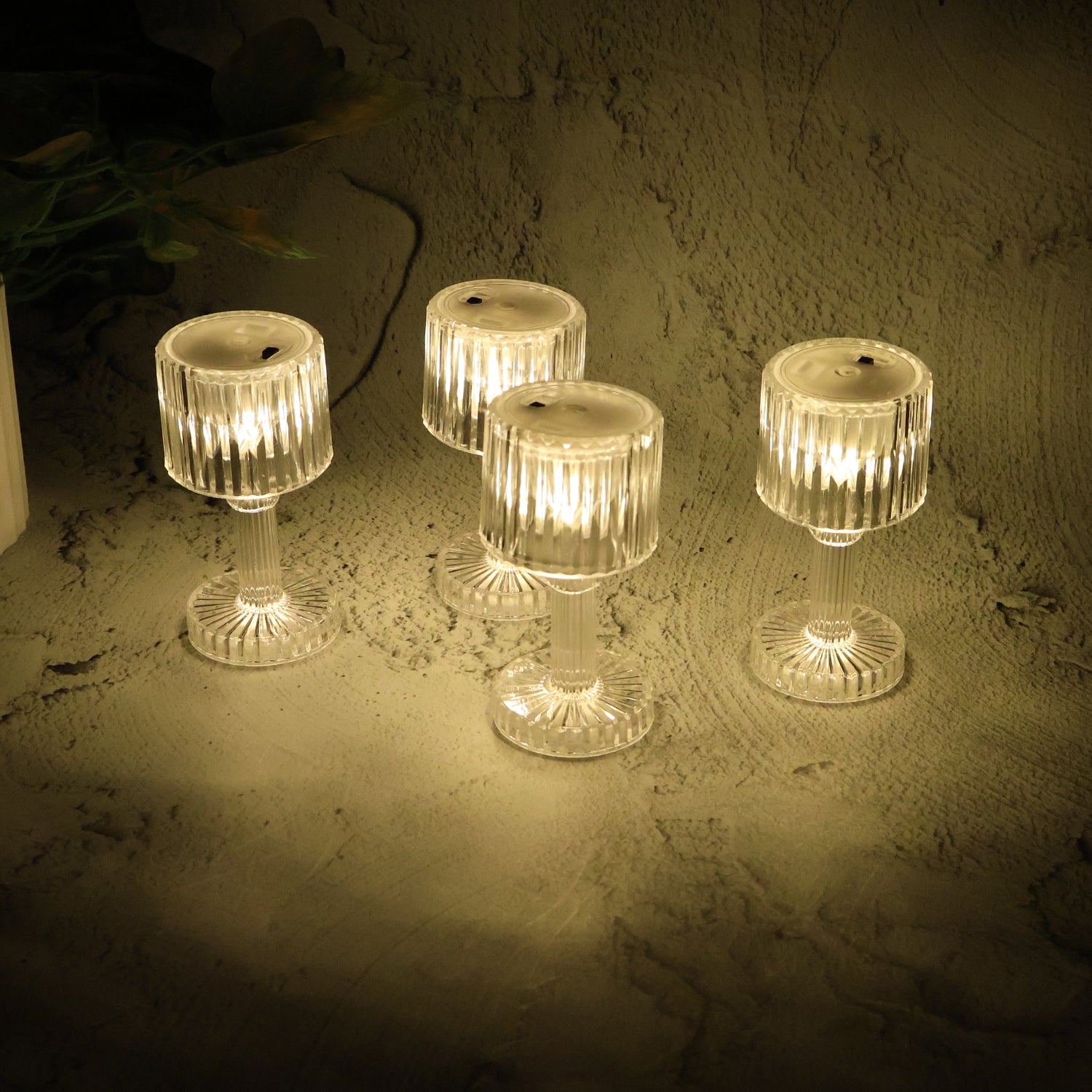 Set Of 4 Led Crystal-effect Table Lamps