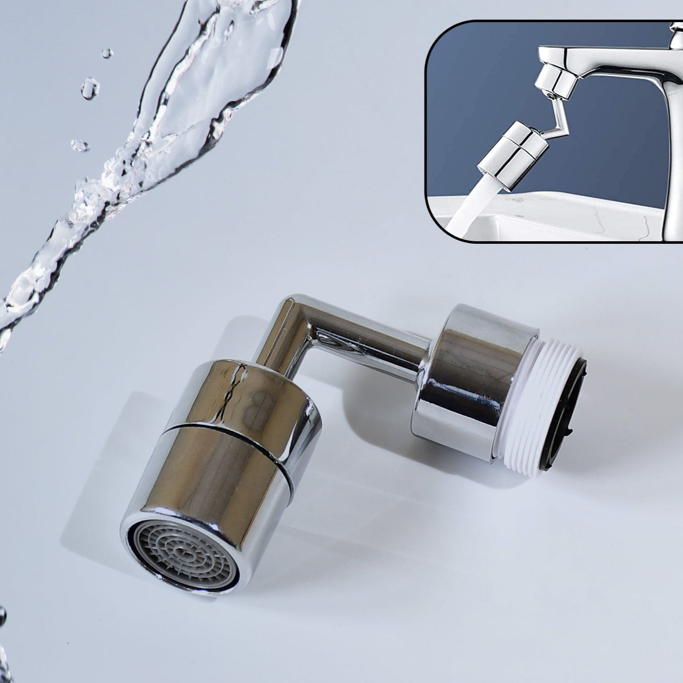 Splash Filter Faucet Head, 360° Rotating Sink Sprayer for Kitchen & Bathroom Taps