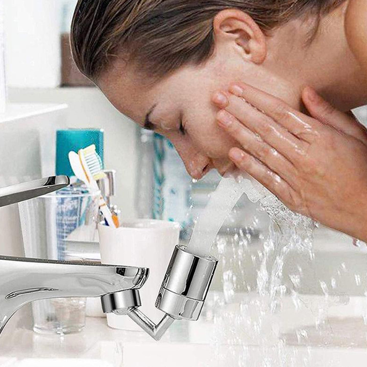 Splash Filter Faucet Head, 360° Rotating Sink Sprayer for Kitchen & Bathroom Taps