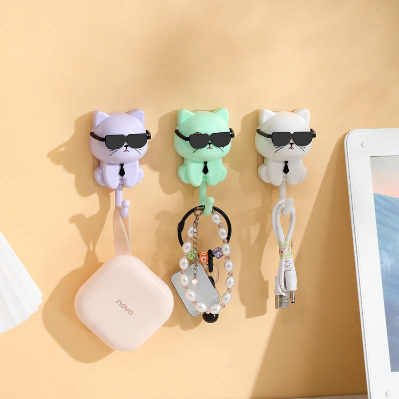 Cat Hook For Wall Cute Cat Key Hook With Sunglasses (1 Pc)
