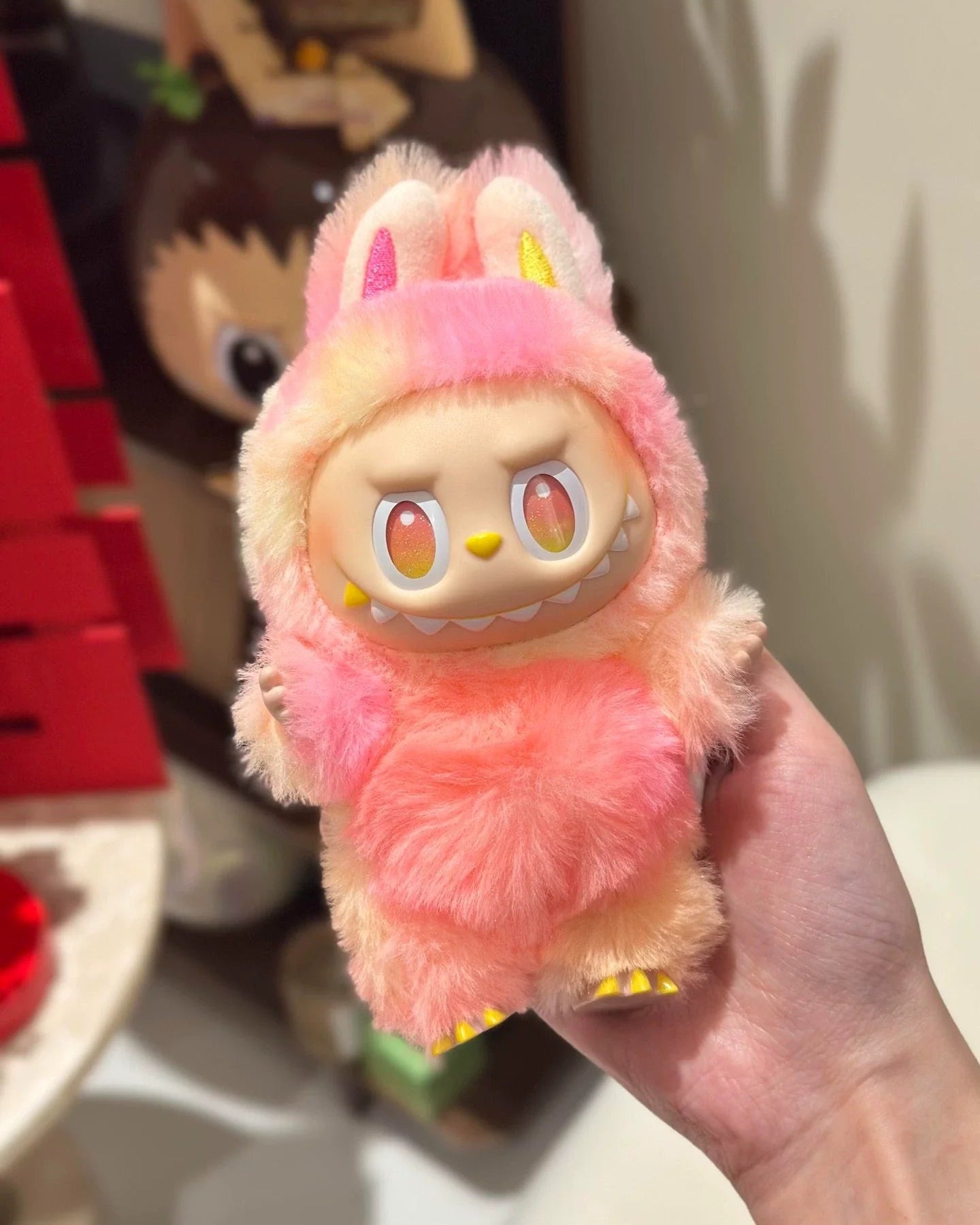 Authentic Labubu Big Into Energy Series Loyalty (Pink & Yellow) Vinyl Plush Keychain