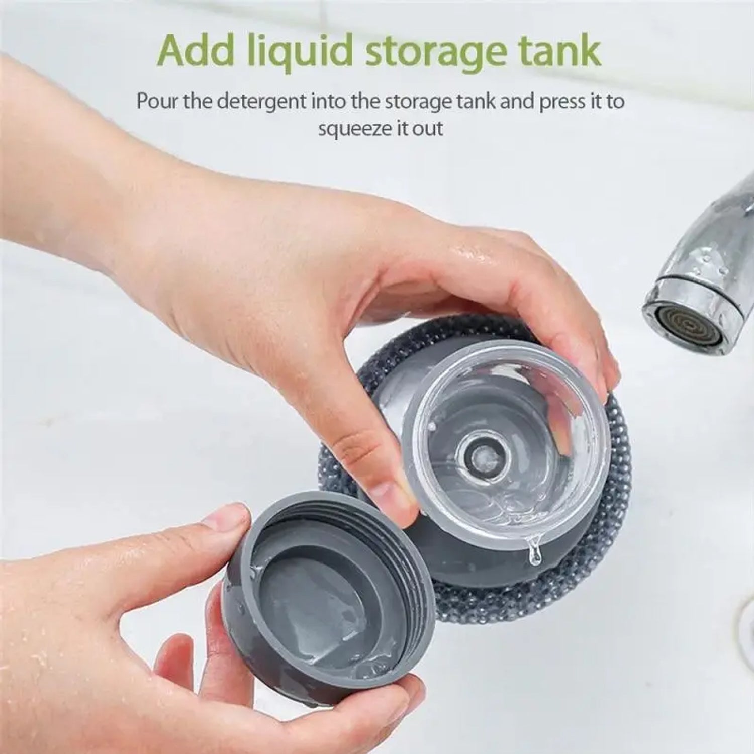 Palm Dish Brush with Soap Dispenser, Kitchen Sink Scrubbing Tool