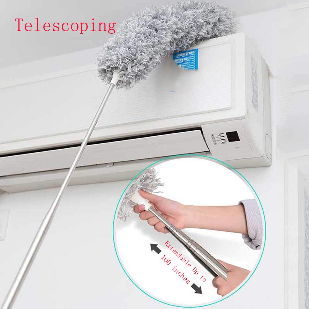 Microfiber Telescoping Duster – Extendable 100-Inch Handle for High Ceilings, Fans, Blinds & Cobwebs