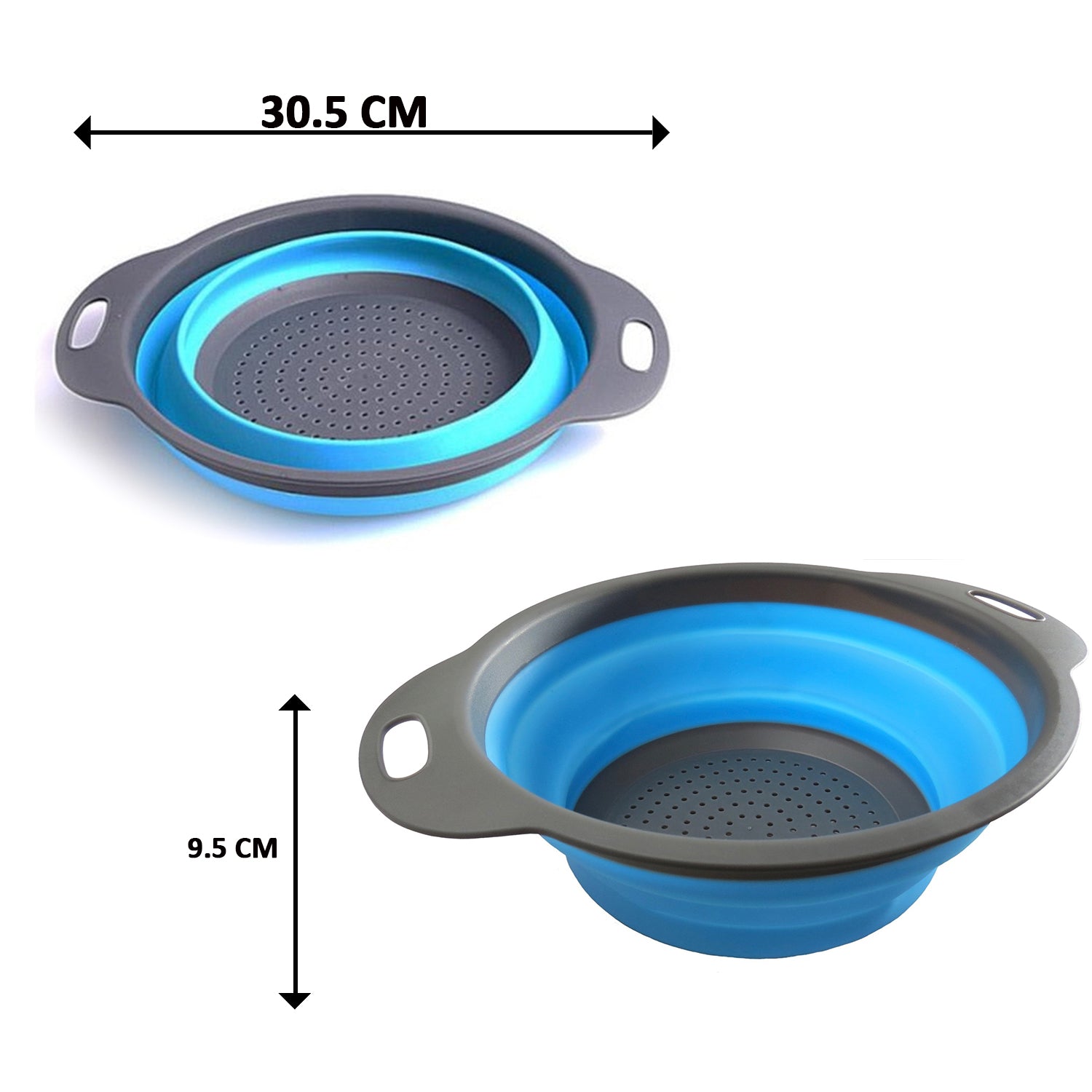 Foldable Round Silicone Strainer, Collapsible Kitchen Colander for Home & Office Use
