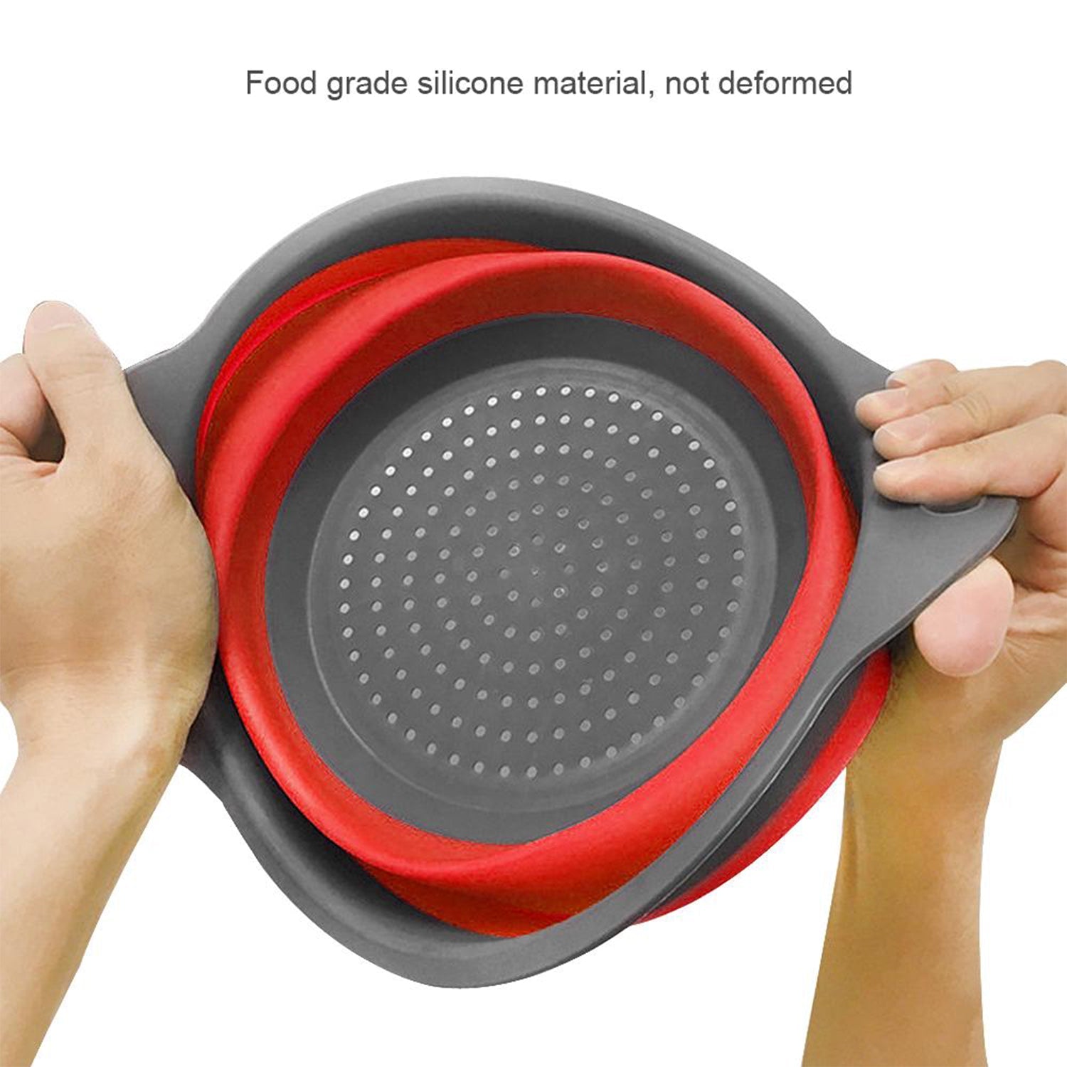 Foldable Round Silicone Strainer, Collapsible Kitchen Colander for Home & Office Use