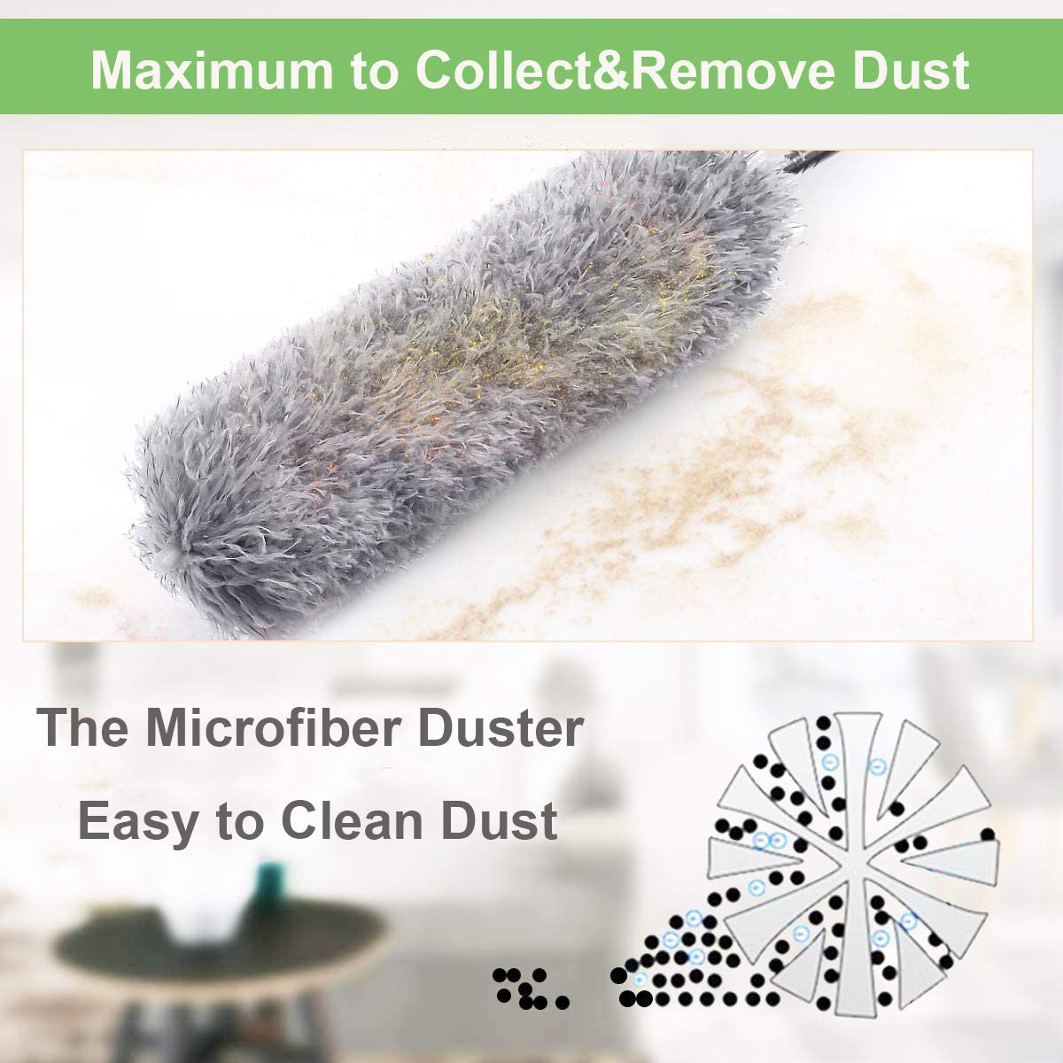 Microfiber Telescoping Duster – Extendable 100-Inch Handle for High Ceilings, Fans, Blinds & Cobwebs