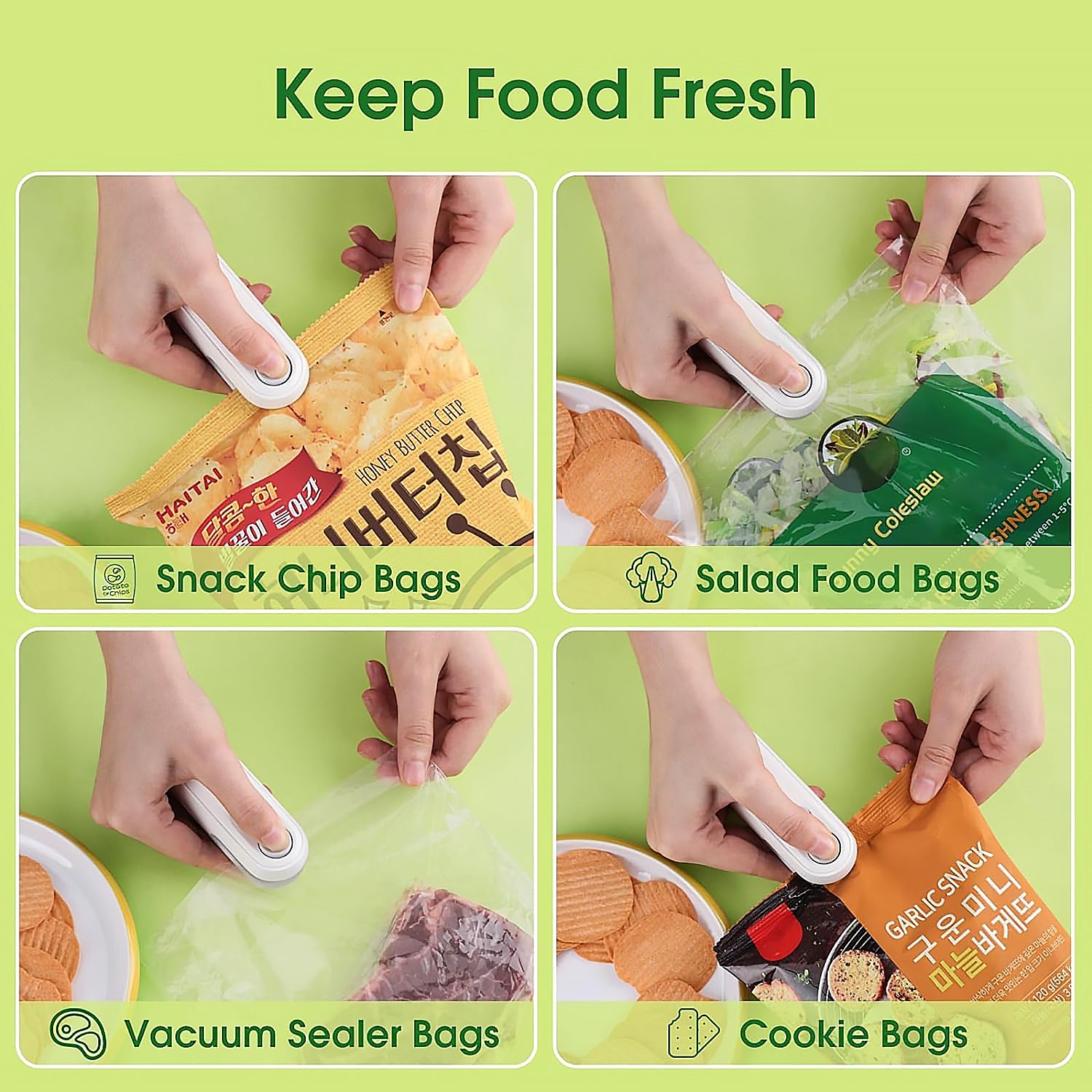 Mini Bag Sealer, 2 in 1 Heat Sealer and Cutter for Kitchen Uses