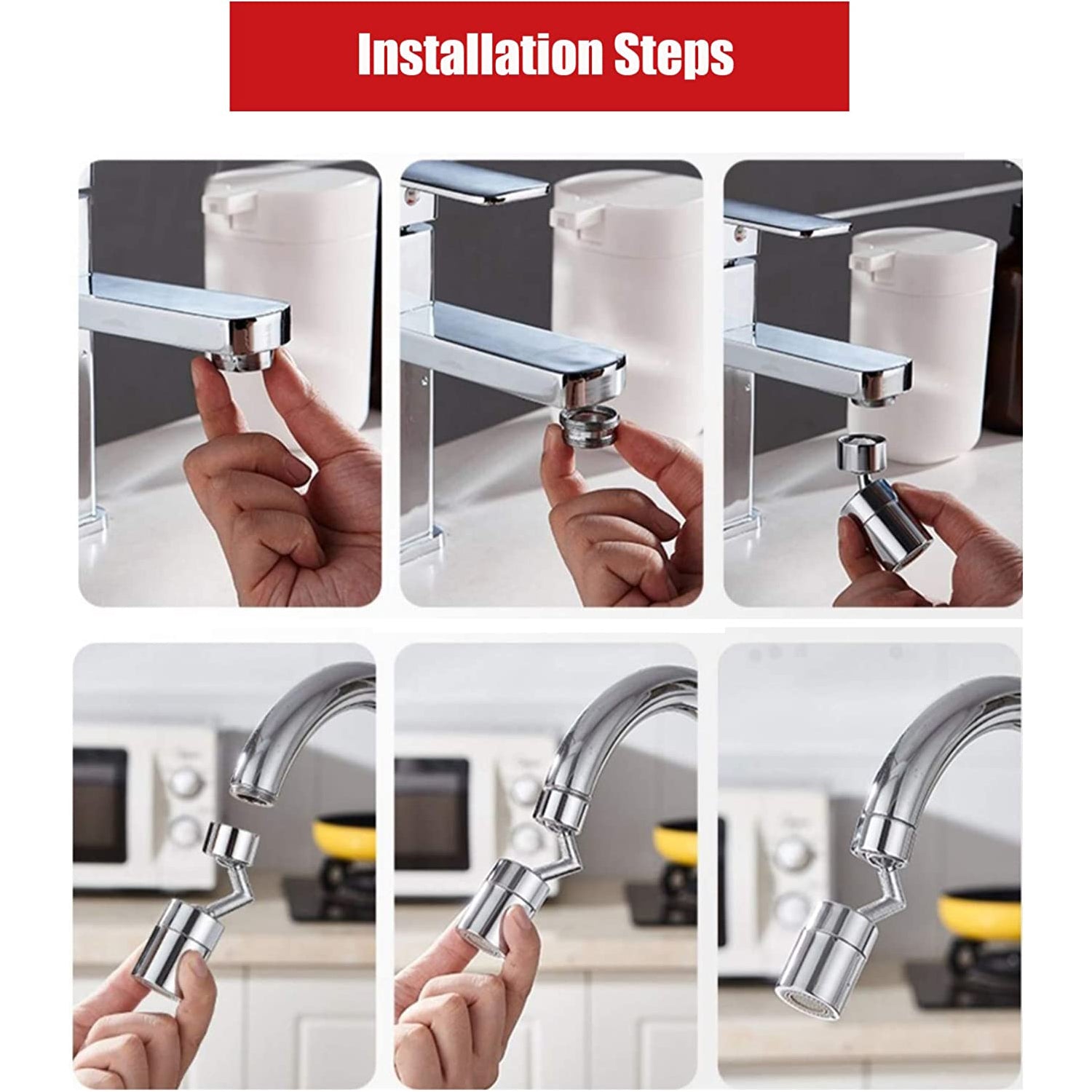 Splash Filter Faucet Head, 360° Rotating Sink Sprayer for Kitchen & Bathroom Taps