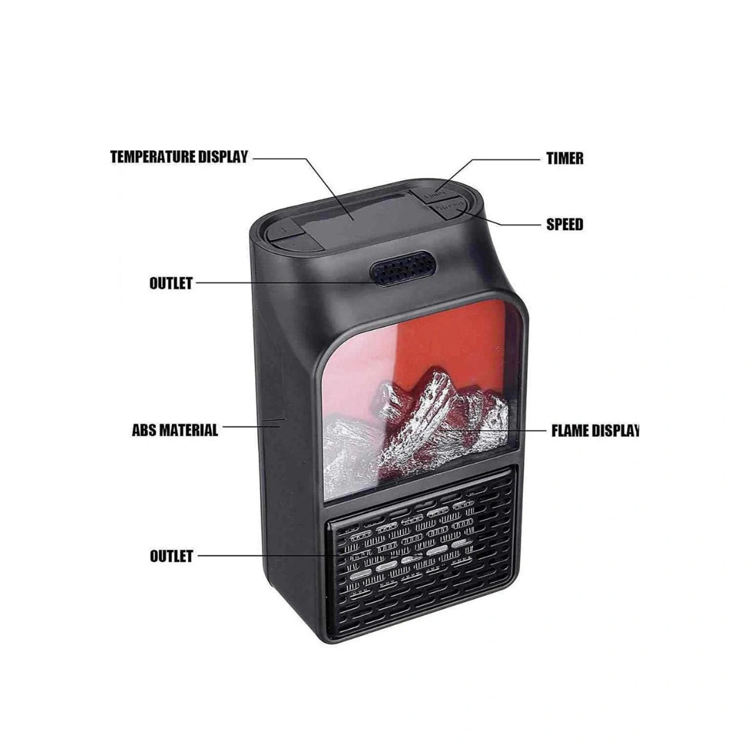 CozyFlame - Mini Electric Fireplace Heater — 1000W Portable LED Flame Lamp for Instant Winter Warmth