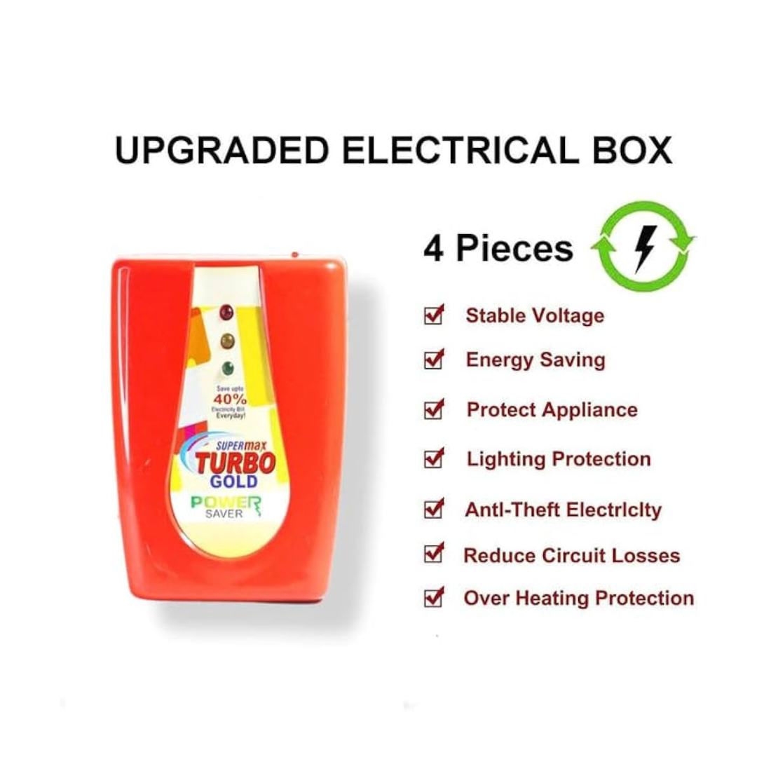 Super Power Saver Maxx Turbo Gold – Home Energy Saver Device (220V, Red, PVC Body)