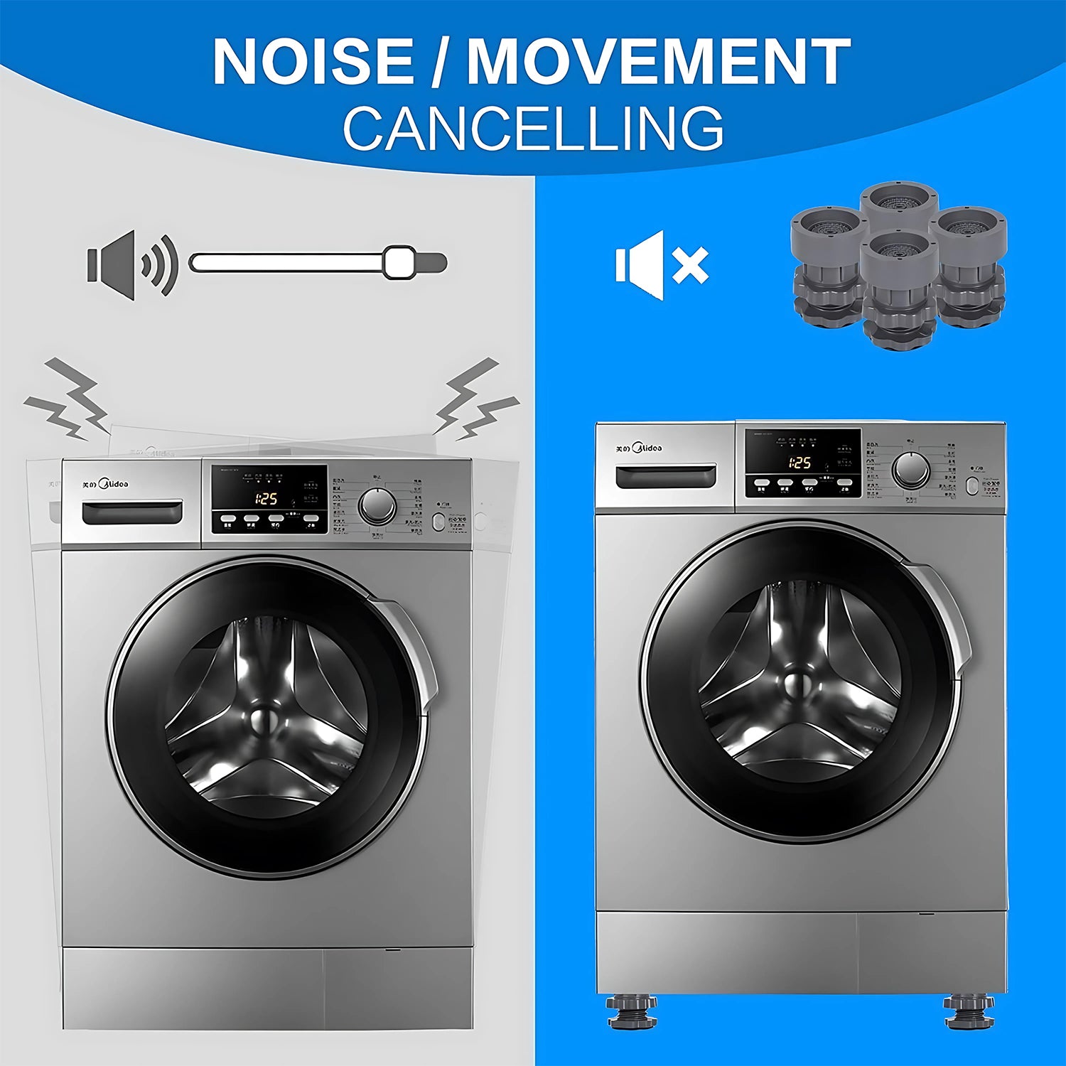 Anti-Vibration Pads for Washing Machine & Fridge, Adjustable Base Stabilizers