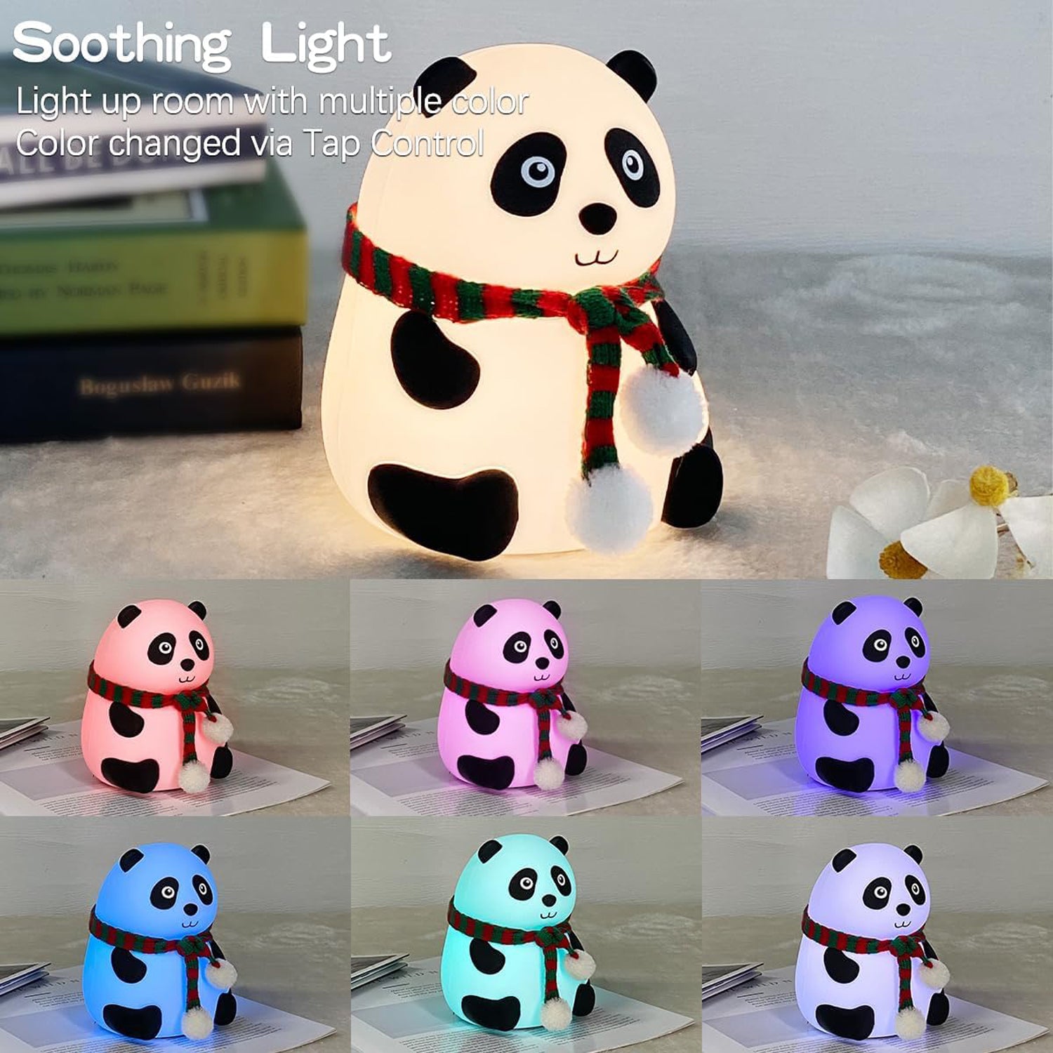 Panda 7‑Color LED Silicone Touch Lamp – Portable Cute Night Light