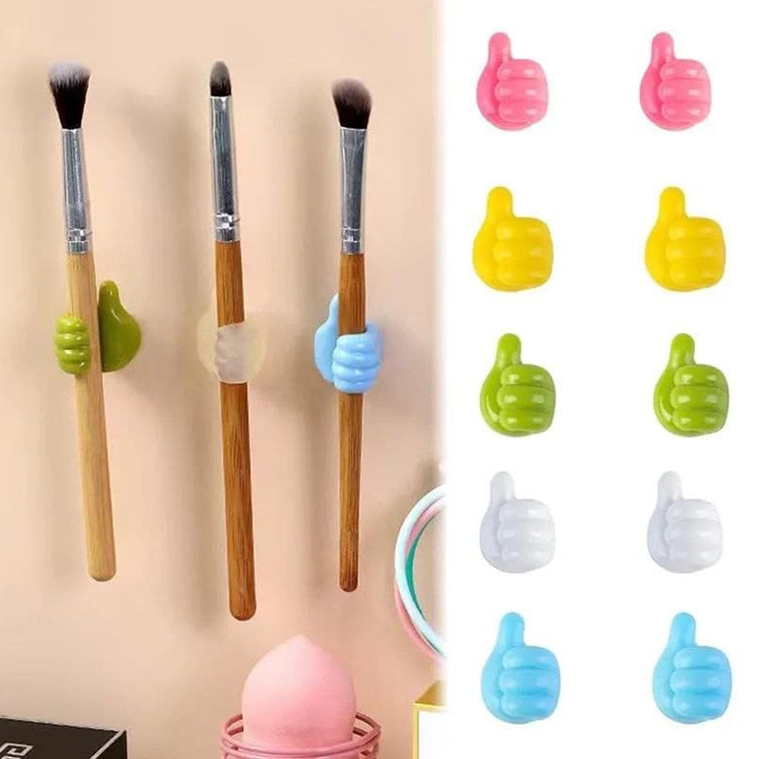 Multi-Color Thumb Cord Clips, Cable Organizer Holders for Desk, Car & Home (10 Pc Set)