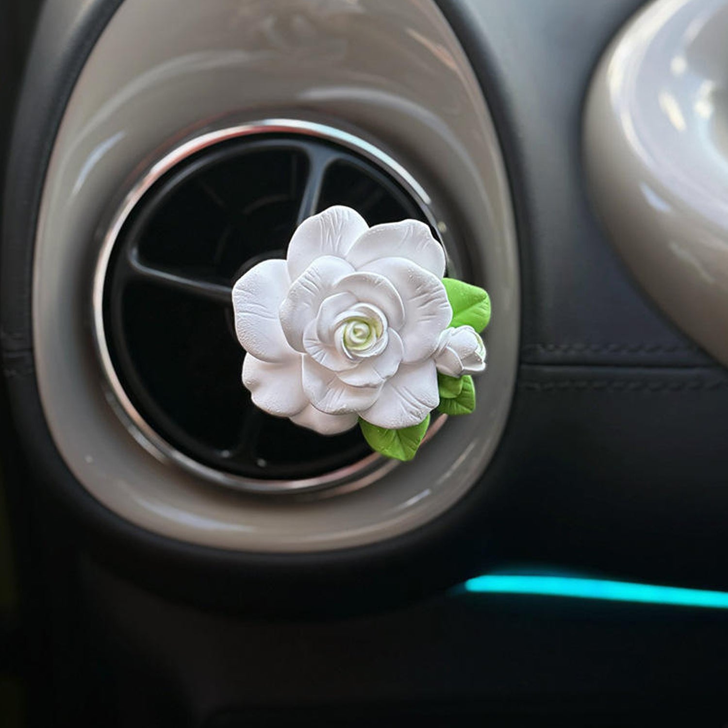 Rose Flower Car Air Freshener Clip – Floral AC Vent Perfume Diffuser with 10ML Bottle | Elegant Car Interior Fragrance Decor