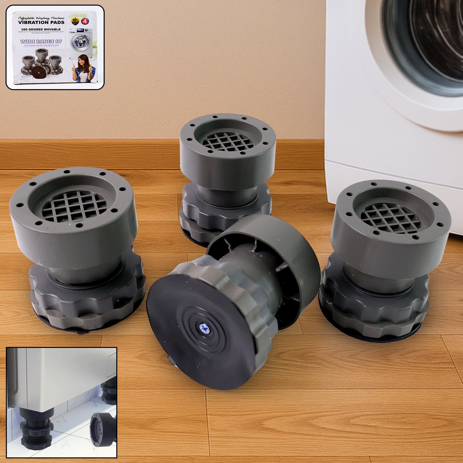 Anti-Vibration Pads for Washing Machine & Fridge, Adjustable Base Stabilizers