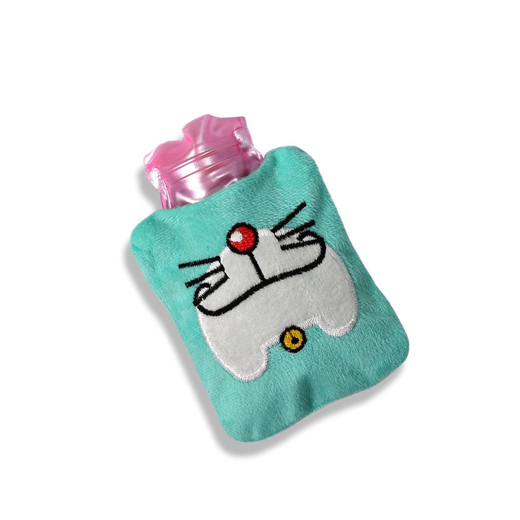 Doremon Cartoon Hot Water Bag, Small Size with Soft Cover for Pain Relief & Warmth