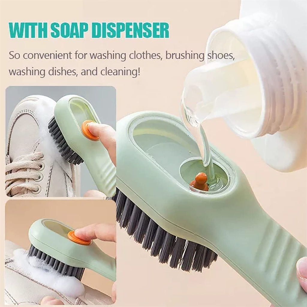 Multifunctional Scrubbing Brush with Liquid Dispenser – Shoe & Cloth Cleaner