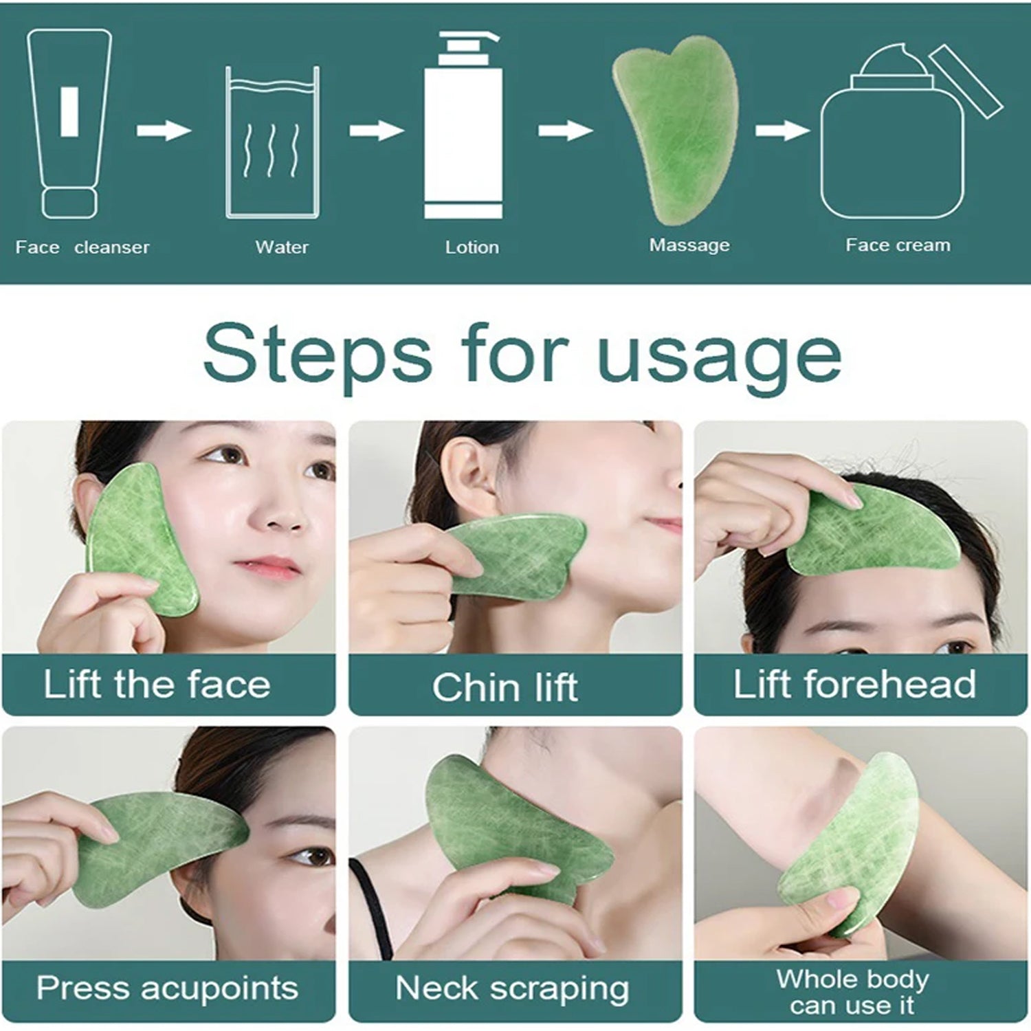 Gua Sha & Jade Roller – Face Shaping Massage Set