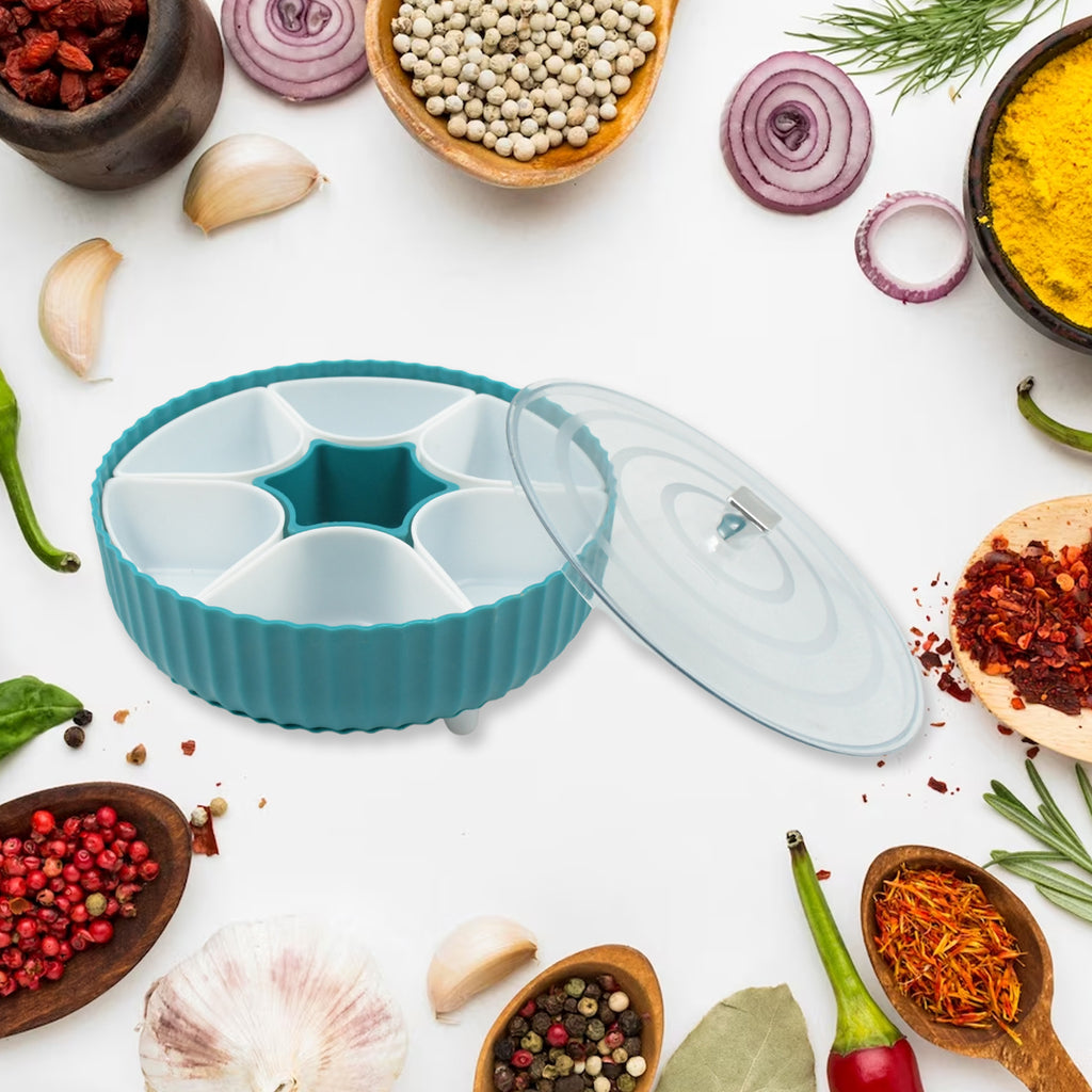 Dry Fruit & Snack Storage Box, 360° Revolving Organizer 7 Airtight Compartments