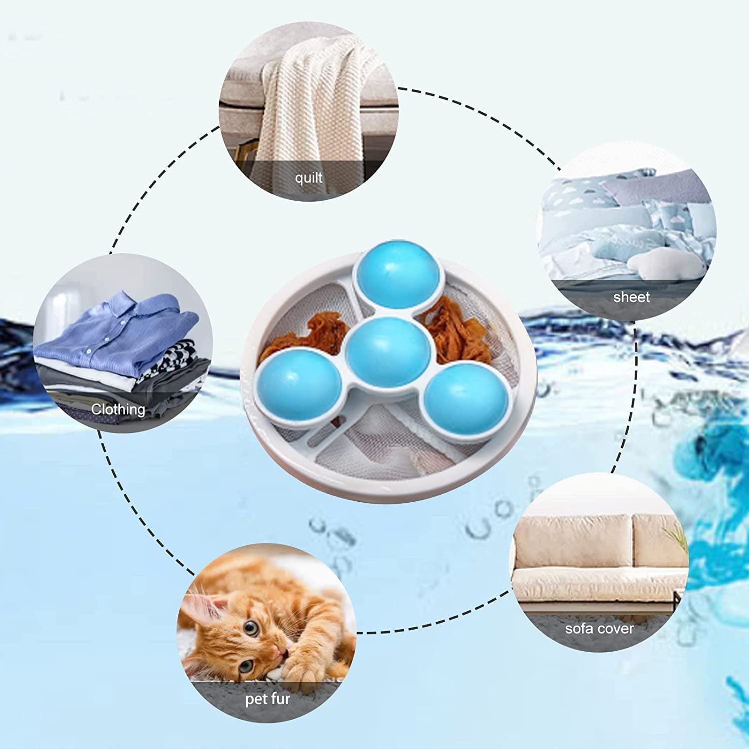 Reusable Floating Laundry Lint Catcher Ball, Hair & Fur Filter for Washing Machines