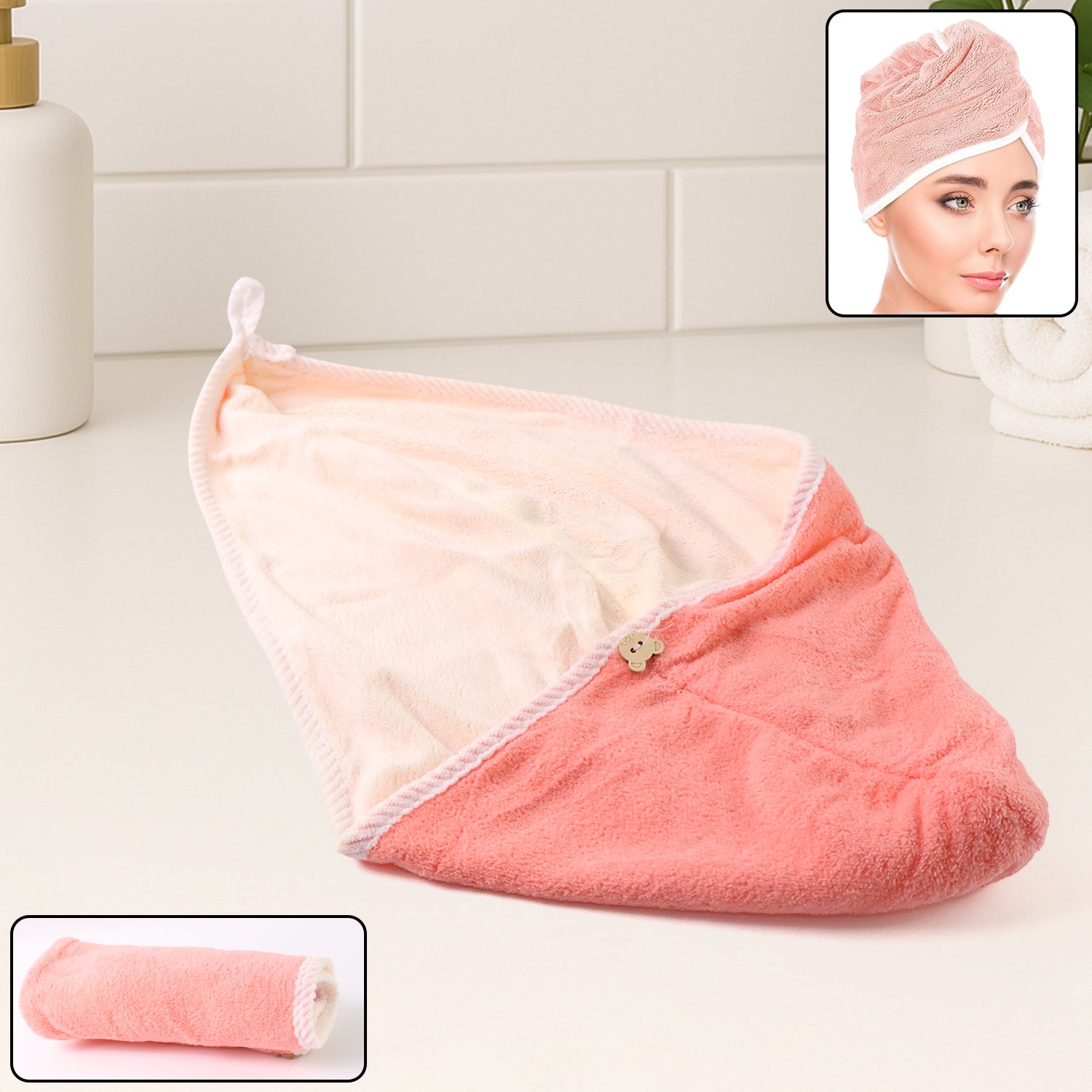 Hair Drying Towel Wrap, Magic Hair Cap for Women & Quick-Dry Bath Towel (1 Pc)