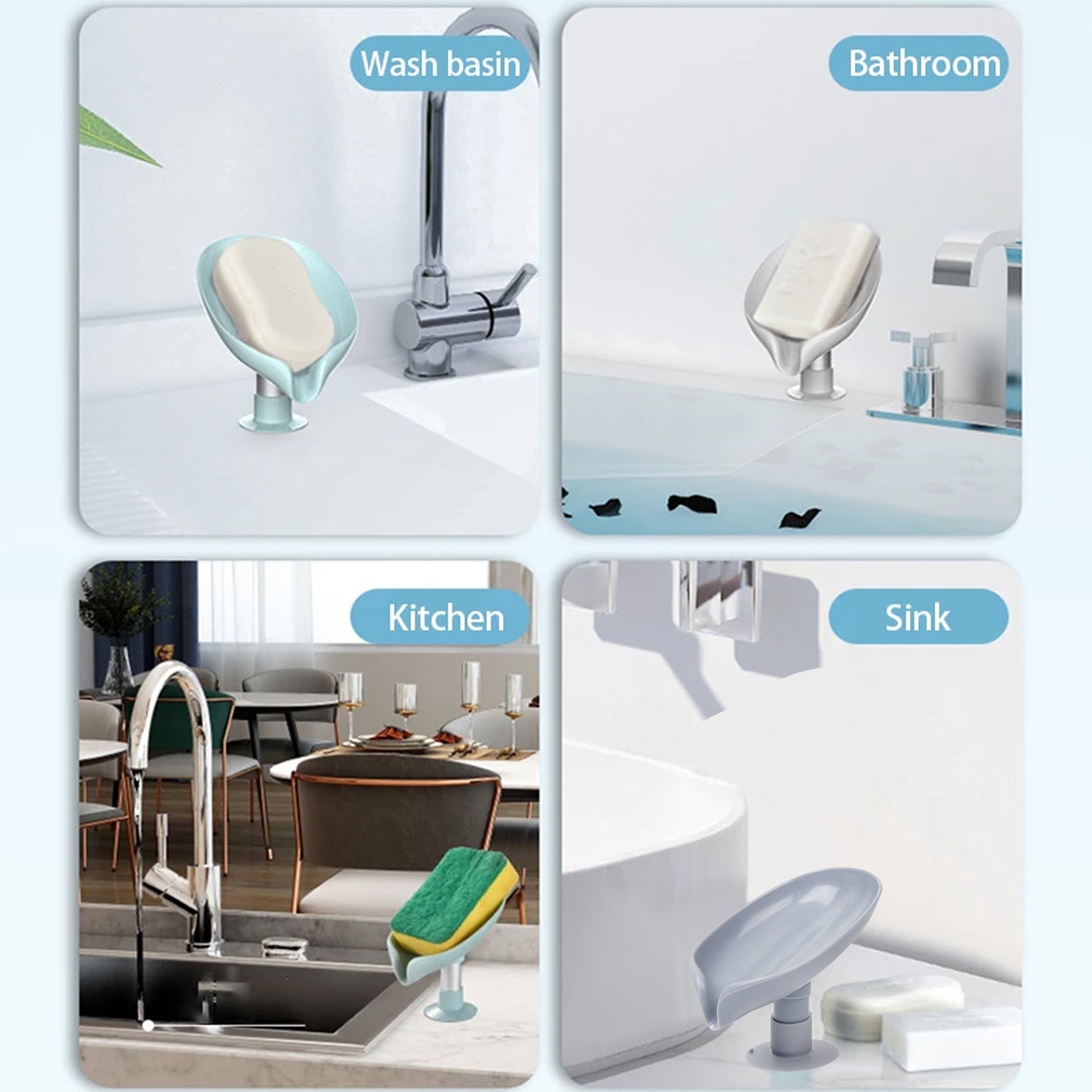 Self-Draining Soap Holder, Leaf Shape Soap Tray for Bathroom Sink or Shower