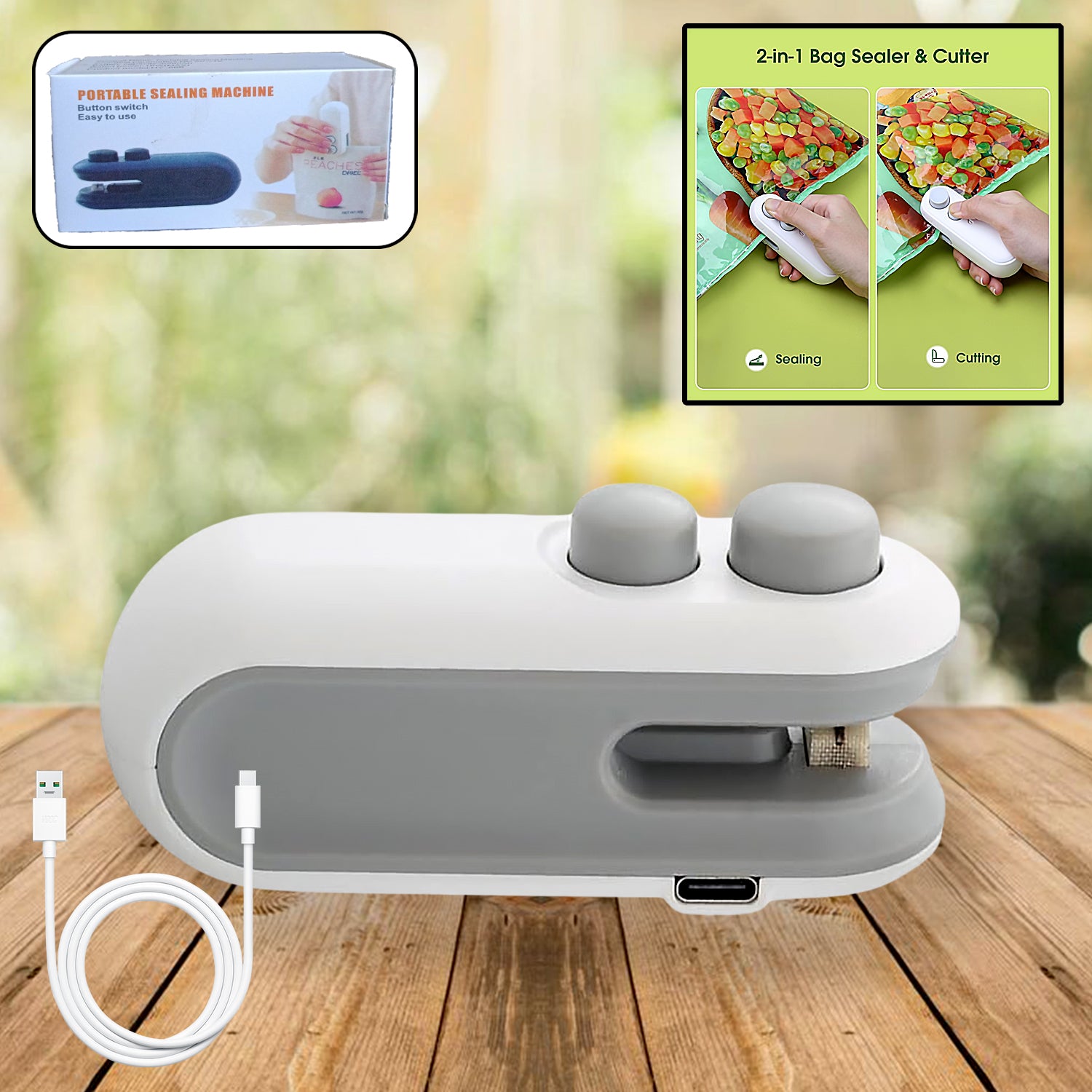 Mini Bag Sealer, 2 in 1 Heat Sealer and Cutter for Kitchen Uses