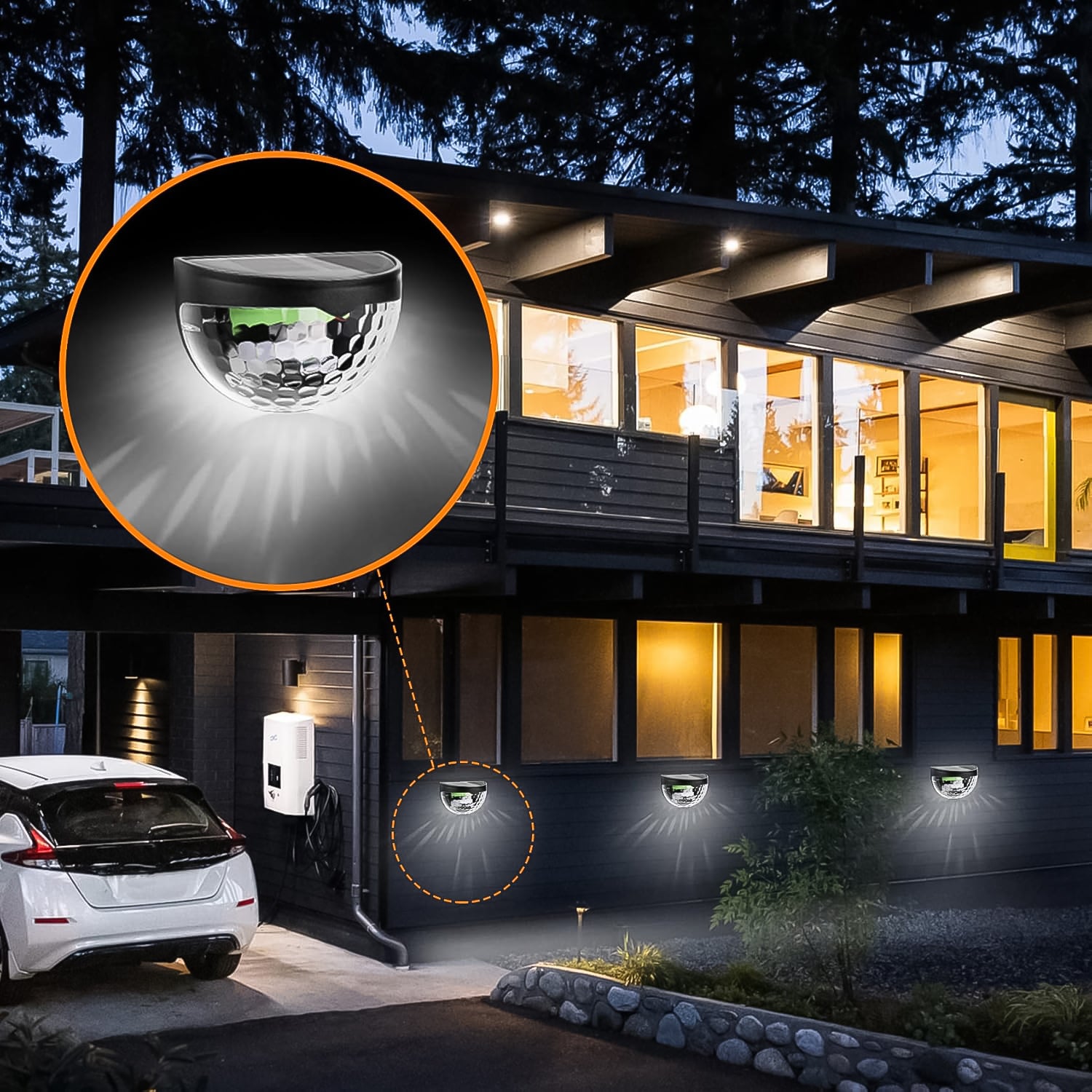 6 LED Solar Wall Lights for Fence Waterproof Honeycomb Shade, Easy Mount