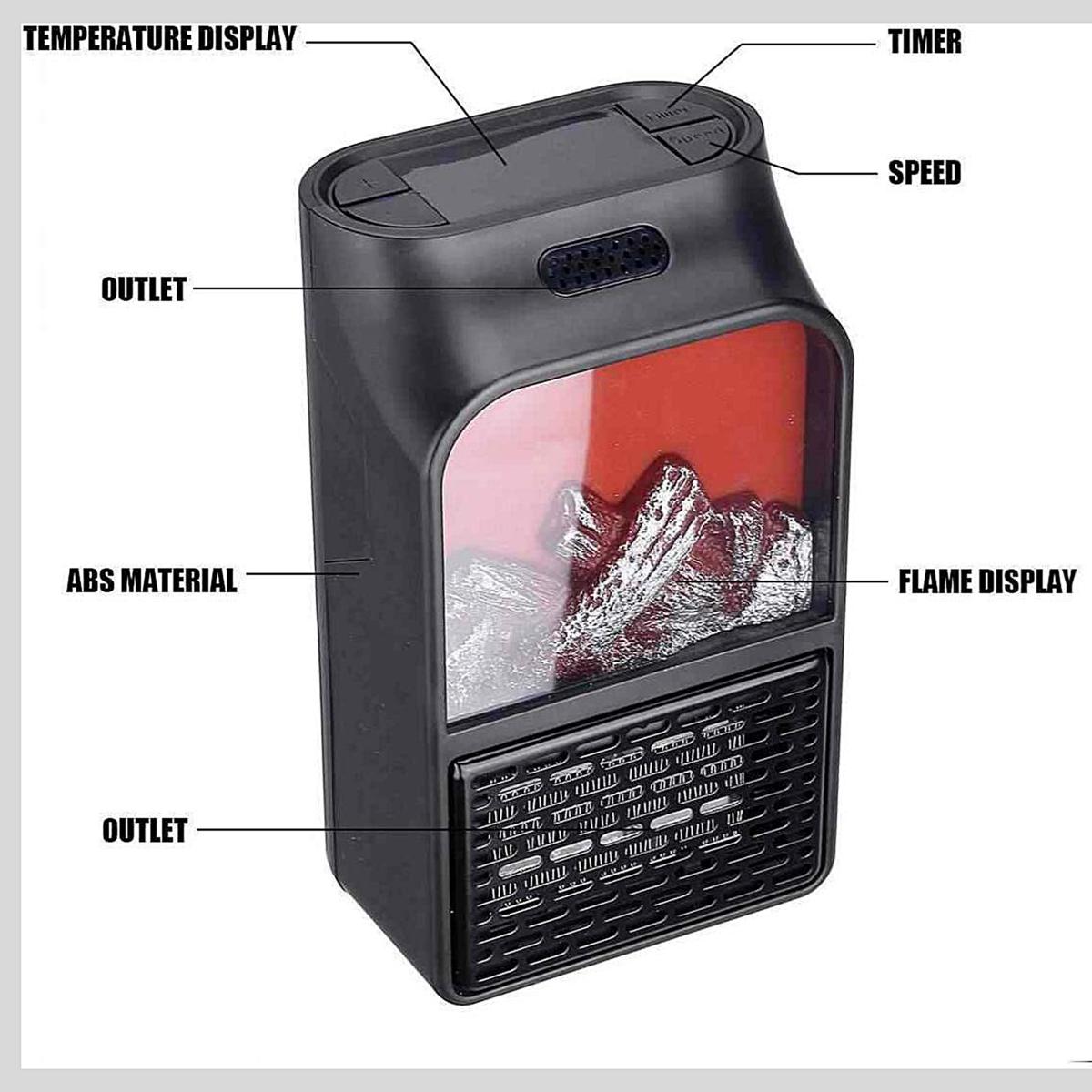 CozyFlame - Mini Electric Fireplace Heater — 900W Portable LED Flame Lamp for Instant Winter Warmth