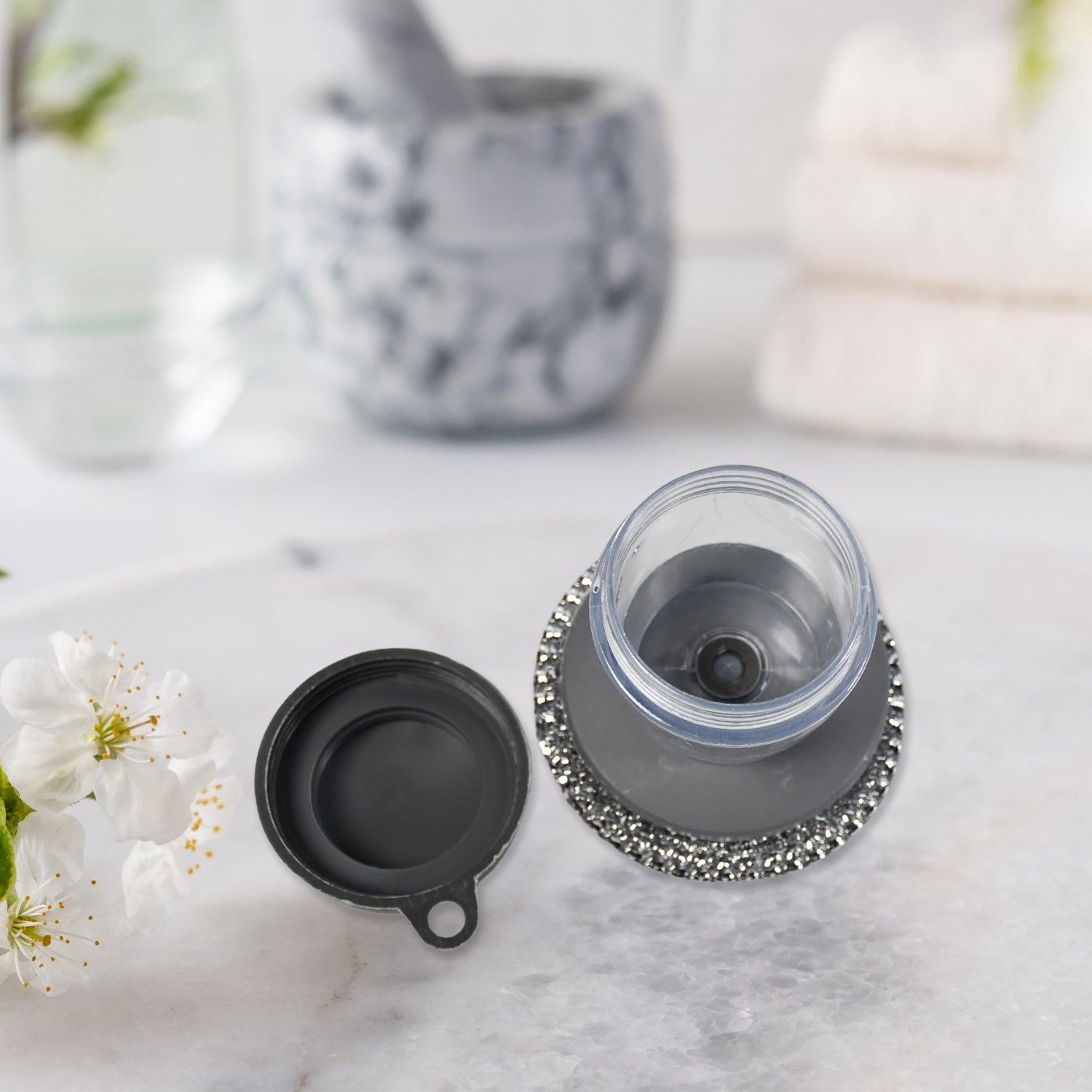 Palm Dish Brush with Soap Dispenser, Kitchen Sink Scrubbing Tool
